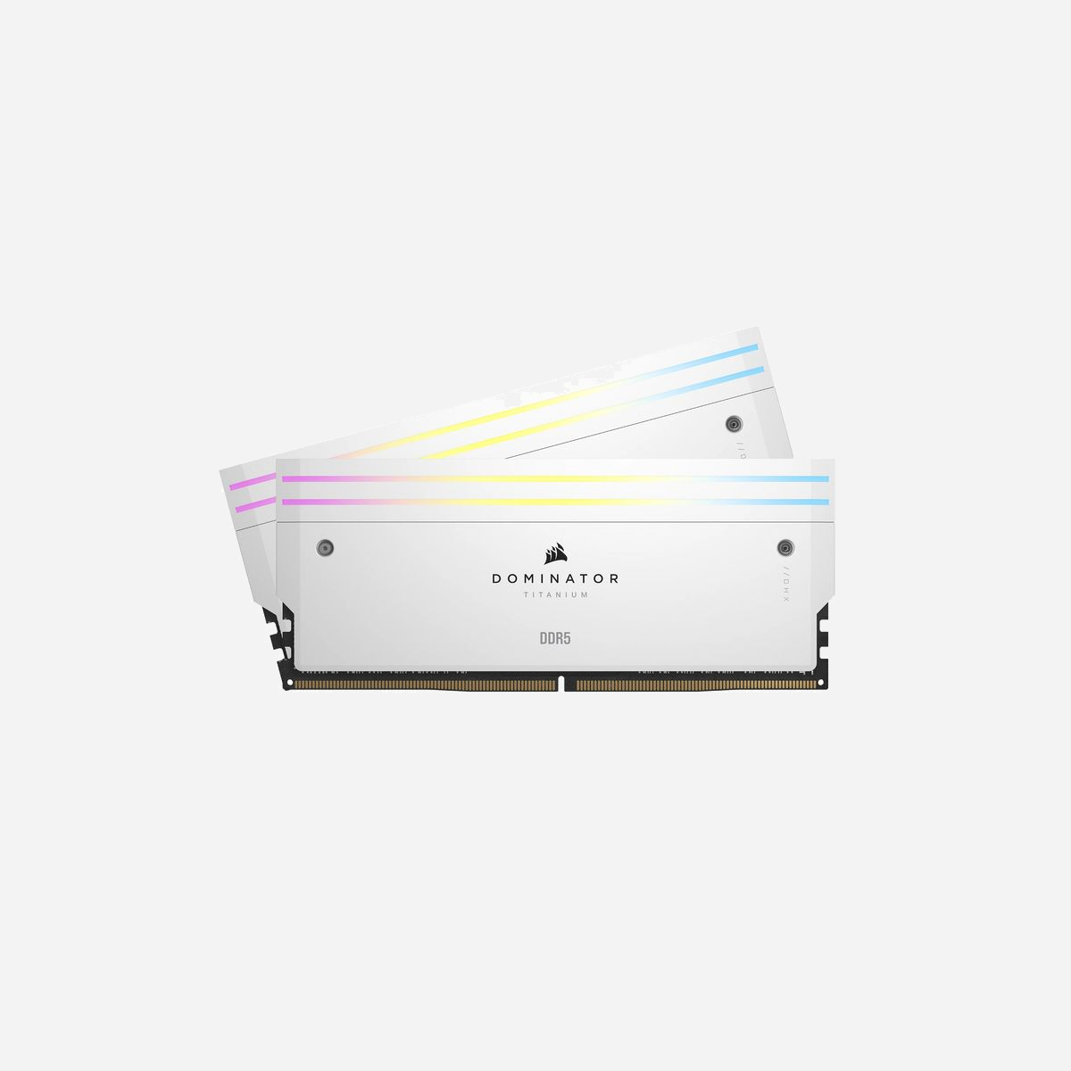 Corsair Dominator Titanium 64Go (2x32Go) DDR5 6600MHz CL32 DIMM 288-pin XMP 3.0 avec éclairage RGB et radiateur - Corsair Dominator Titanium CMP64GX5M2X6600C32W. composant pour: PC, Mémoire interne: 64 Go, Disposition de la mémoire (modules x dimensions): 2 x 32 Go, Type de mémoire interne: DDR5, Fréquence de la mémoire: 6600 MHz, Support de mémoire: 288-pin DIMM, Latence CAS: 32