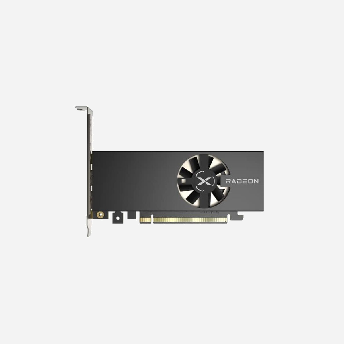 XFX Radeon RX 6400 4Go GDDR6, Fréquence GPU 1923MHz, Boost 2321MHz, PCI Express 4.0, HDMI 2.1, DisplayPort 1.4, Refroidissement Actif 1 Ventilateur - XFX RX-64XL4SFG2. Processeur graphique famille: AMD, Processeur graphique: Radeon RX 6400, Fréquence du processeur: 1923 MHz. Mémoire carte graphique distincte: 4 Go, Type de mémoire de l'adaptateur graphique: GDDR6, Mémoire Bus: 64 bit. Résolution maximale: 7680 x 4320 pixels. Version DirectX: 12 Ultimate, Version OpenGL: 4.5. Type d'interface: PCI Express 4.0. Type de refroidissement: Actif, Nombre de ventilateurs: 1 ventilateur(s)
