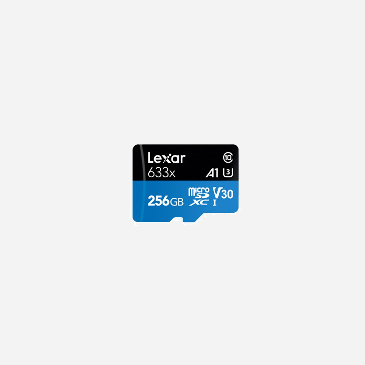 Lexar MicroSDXC 256 Go 633x UHS-I Classe 10 U3 V30 (Lecture 100 Mo/s, Écriture 45 Mo/s) avec adaptateur SD - Température -25 à 85°C - Lexar 633x. Capacité: 256 Go, Type de Carte Flash: MicroSDXC, Classe de mémoire Flash: Classe 10, Type de mémoire interne: UHS-I, Vitesse de lecture: 100 Mo/s, Vitesse d'écriture: 45 Mo/s, Classe de vitesse UHS: Class 3 (U3), Classe de vitesse vidéo: V30. Couleur du produit: Noir, Bleu