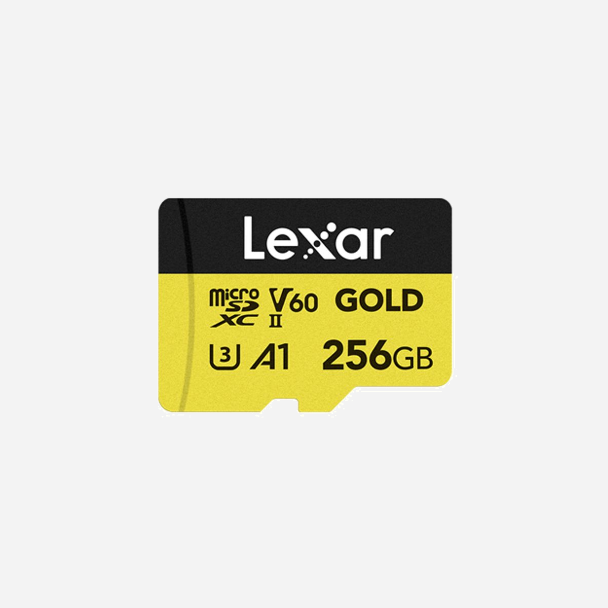 Lexar Professional GOLD MicroSDXC 256Go UHS-II U3 V60 - Lecture 280Mo/s Écriture 180Mo/s - Température d'opération -25°C à 85°C - Lexar Professional GOLD. Capacité: 256 Go, Type de Carte Flash: MicroSDXC, Type de mémoire interne: UHS-II, Vitesse de lecture: 280 Mo/s, Vitesse d'écriture: 180 Mo/s, Classe de vitesse UHS: Class 3 (U3), Classe de vitesse vidéo: V60. Couleur du produit: Noir, Jaune