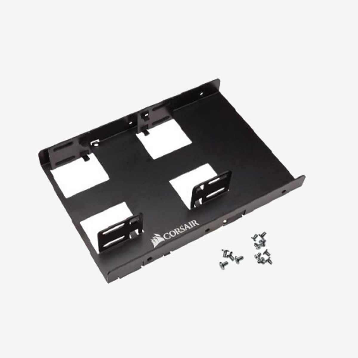 Support Corsair CSSD-BRKT2 pour 2 SSD 2.5" en baie 3.5" Aluminium Noir - Dimensions 101.6 x 147 x 24.3 mm - Référence CSSD-BRKT2 - Corsair CSSD-BRKT2. Taille (impériale): 8,89 cm (3.5"), Type: Panneau de support, Couleur du produit: Noir. Largeur: 101,6 mm, Profondeur: 147 mm, Hauteur: 24,3 mm. Dimensions du colis (LxPxH): 154 x 108 x 28 mm, Poids du paquet: 68 g