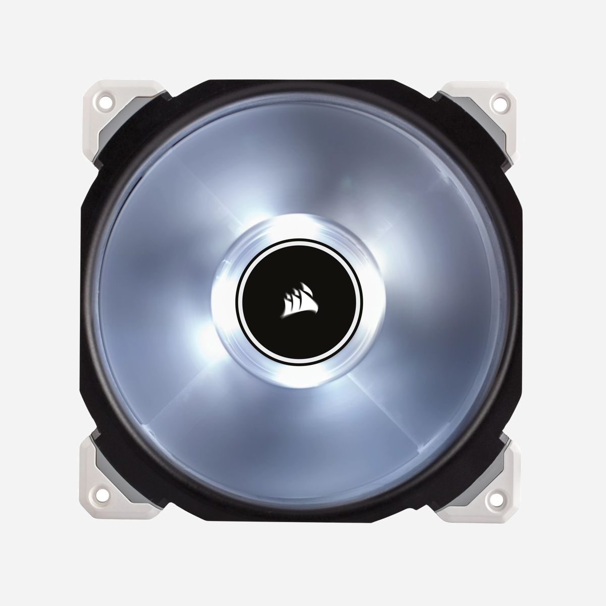 Ventilateur Corsair Air ML140 Pro 140mm PWM, 400-2000 RPM, 20-100 CFM, 0.2-3 mmH2O, 16-37 dB(A), LED Blanche, Noir/Blanc (CO-9050046-WW) - Corsair Air ML140 Pro. Type: Ventilateur, Diamètre du ventilateur: 14 cm, Vitesse de rotation (min): 400 tr/min, Vitesse de rotation (max): 2000 tr/min, Pression d'air minimum: 0,2 mmH2O, Pression d'air maximale: 3 mmH2O. Largeur: 140 mm, Profondeur: 25 mm, Hauteur: 140 mm. Couleur du produit: Noir, Blanc
