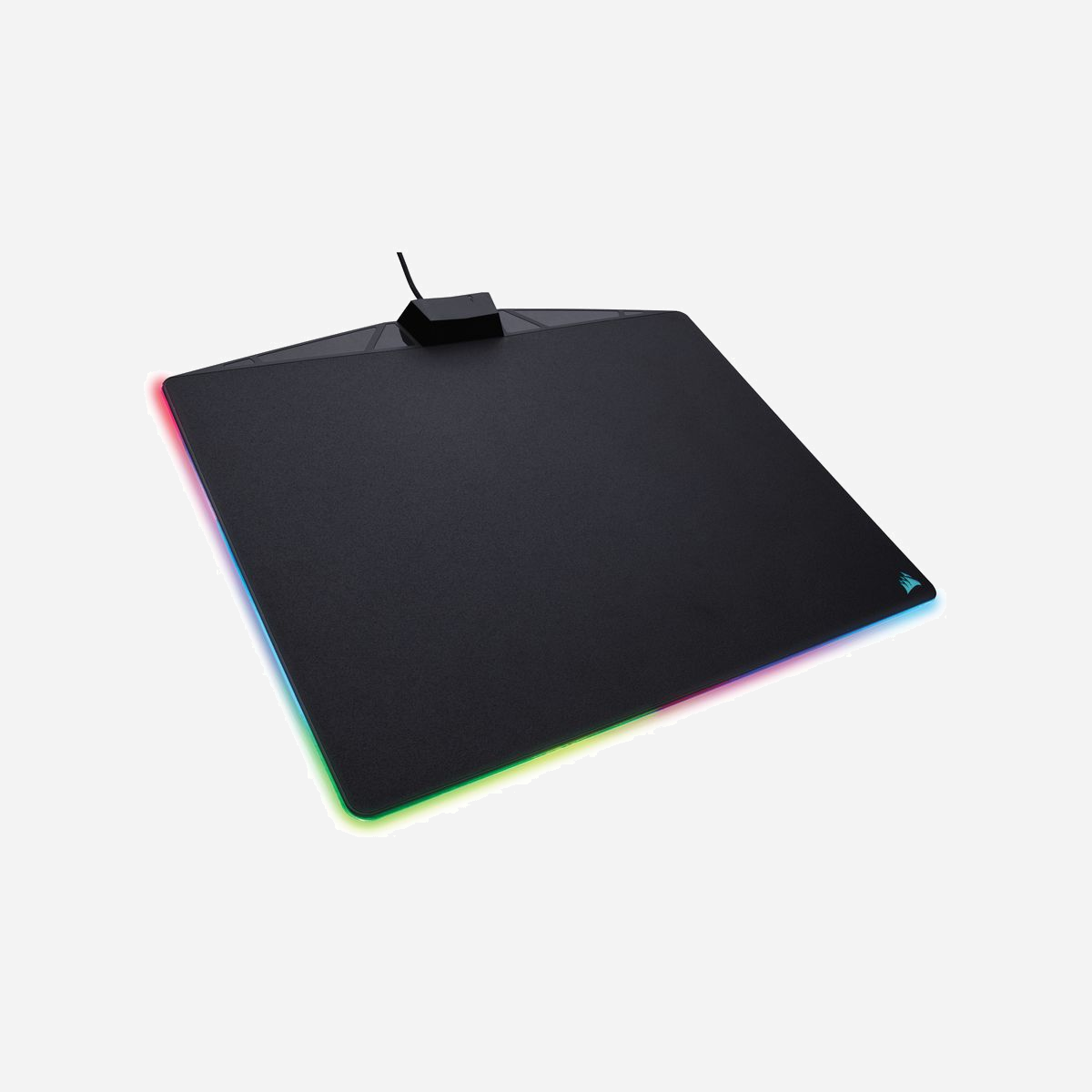 Corsair MM800 RGB Polaris - Tapis de Souris Gaming Noir 350x260x5mm, Surface Micro-Texturée, 15 Zones RGB, Port USB 2.0, Base Antidérapante - <b>Ajoutez de la lumière à votre terrain de jeu</b><br>Le tapis de souris MM800 RGB POLARIS s'appuie sur les caractéristiques légendaires de CORSAIR en matière de tapis de souris : durabilité, suivi et précision fiables agrémentés d'un système d'éclairage à LED innovant. Une surface micro-texturée à faible friction associée à des dimensions confortables (350mm x 260mm x 5mm) fournissent un suivi au pixel près, quelles que soient les exigences de jouabilité. 15 zones RGB individuelles reposent sur la technologie d'éclairage authentique PWM, pour une représentation fidèle des couleurs. Synchronisez chacune des zones lumineuses avec d'autres produits RGB CORSAIR grâce au logiciel CUE et créez l'environnement de jeu du siècle.<br><br><b>15 ZONES. DES EFFETS SANS LIMITES.</b><br><br>FOURNI PAR CORSAIR CUE.<br><br>Faites entrer votre station de jeu dans la lumière et offrez-vous un avantage de taille sur vos adversaires. Chacune des 15 zones RGB du MM800 est personnalisable. C'est le champ de tous les possibles ! Les lumières chatoyantes sont basées sur le contrôle authentique PWM et offrent des couleurs incroyablement précises.<br><br><b>LIBÉREZ VOTRE PORT USB.</b><br><br>PORT PASSE-CÂBLE USB INTÉGRÉ<br><br>Le MM800 RGB POLARIS est équipé d'un port passe-câble USB intégré pour la souris, et vous permet de libérer une place pour les autres périphériques.<br><br><b>TRACTION. CONTRÔLE.</b><br><br>NE LÂCHEZ JAMAIS PRISE, ET COLLECTIONNEZ LES VICTOIRES.<br><br>La surface micro-texturée à faible friction du MM800 assure un suivi rapide au pixel près, adapté à la fois aux souris à capteur optique qu'à capteur laser.<br><br><b>DE L'ESPACE COMME S'IL EN PLEUVAIT.</b><br><br>SURFACE DE JEU GÉNÉREUSE. PRÉCISION ULTIME.<br><br>La surface spacieuse de 350mm x 260mm x 5mm vous offre l'espace nécessaire pour lancer des attaques sans merci sans risque de « déborder ».<br><br><b>ENSEMBLE, C'EST MIEUX.</b><br><br>SYNCHRONISEZ VOS APPAREILS AVEC CORSAIR CUE<br><br>Créez un jeu de lumière bluffant en synchronisant tous vos produits de gaming CORSAIR grâce au mode « Lighting Link » de CUE. Faites un test de toute la gamme de produits RGB de CORSAIR avec CUE, même si vous ne le possédez pas encore.