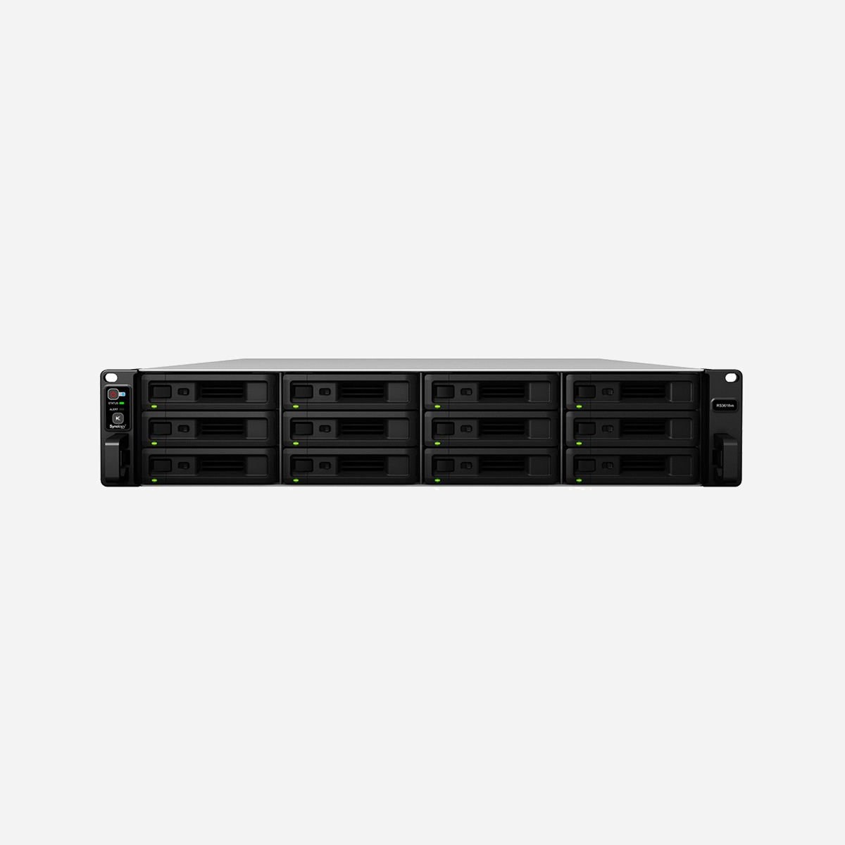 Synology RackStation RS3618xs - NAS Rack 2U - Intel Xeon D-1521 2.4GHz - 8Go DDR4 ECC - 12 baies SATA - RAID 0/1/5/6/10/F1/JBOD - 4xGbE - 2xUSB 3.0 - <b>Serveur de stockage évolutif à haut débit</b><br>Le Synology RS3618xs est une solution de stockage en réseau fiable et aux performances supérieures pour les grandes entreprises ayant des applications professionnelles exigeantes. Il simplifie la gestion des données, optimise les environnements de virtualisation et étend rapidement la capacité de stockage avec un investissement minimum de temps dans la configuration et la maintenance.<br><br><b>Compatible 10GbE et plus</b><br>Les emplacements PCIe 3.0 offrent des options réseau plus rapides lorsque vous développerez votre infrastructure. Avec les quatre ports Gigabit intégrés, le RS3618xs propose des options complètes de connectivité pour les configurations Link Aggregation et de permutation.<br><br><b>La meilleure solution de sauvegarde</b><br>Le RS3618xs intègre plusieurs applications de sauvegarde pour protéger vos données importantes sur tous les périphériques avec une interface utilisateur intuitive et des technologies de stockage durables.<br><br><b>Active Backup for Server</b><br>Une solution de sauvegarde sans agent protège les données des serveurs Windows et Linux via SMB et Rsync pour réduire les coûts de déploiement et de gestion.<br><br><b>Hyper Backup</b><br>Sauvegardez intégralement vos données dans un dossier partagé local, sur un périphérique externe, un autre Synology NAS, un serveur rsync ou un cloud public pour assurer la sécurité des données.<br><br><b>Sauvegarde du bureau</b><br>Protégez votre PC grâce à Cloud Station Backup. Sauvegardez sans effort des données stockées sur macOS sur un Synology NAS grâce à Time Machine.<br><br><b>Active Backup for Office 365/ G Suite :</b><br>Solution de sauvegarde sur site avec un tableau de bord centralisé. Optimisez l’efficacité du stockage avec la technologie de déduplication au niveau des blocs.<br><br><b>Solutions de virtualisation du stockage entièrement certifiées</b><br>Le stockage iSCSI de Synology prend en charge la plupart des solutions de virtualisation afin d'améliorer l'efficacité au travail avec une interface de gestion simple. L'intégration de VMware vSphere 6 et de VAAI permet de décharger les opérations de stockage et d'optimiser l'efficacité des calculs. Windows Offloaded Data Transfer (ODX) accélère le transfert des données et le débit de migration. OpenStack Cinder prend en charge votre NAS Synology dans un composant de stockage basé sur les blocs.<br><br><b>Un système de fichiers de nouvelle génération pour une meilleure protection des données</b><br>Le système de fichiers Btrfs utilise des technologies de stockage avancées et des instantanés optimisés pour éviter l'altération des données et réduire les frais de maintenance. Tout en assurant un niveau élevé d'intégrité des données, il offre également une protection flexible et efficace des données ainsi que des outils de récupération.