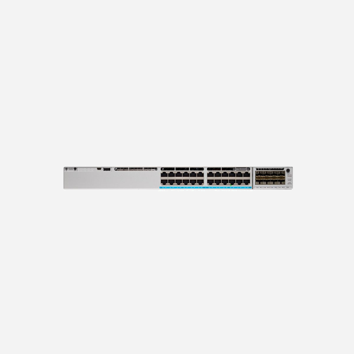 Cisco Catalyst C9300-24P-A Commutateur Géré L2/L3 24x Gigabit Ethernet PoE+ 208 Gbit/s 1U, VLAN, QoS, ACL, Redondance, IEEE 802.3af/at - Cisco Catalyst C9300-24P-A. Type de commutateur: Géré, Banc de commutateurs: L2/L3. Type de port Ethernet RJ-45 de commutation de base: Gigabit Ethernet (10/100/1000), Quantité de ports Ethernet RJ-45 de commutation de base: 24. Full duplex. Répertoire MAC: 32000 entrées, Capacité de commutation: 208 Gbit/s. Standards réseau: IEEE 802.1D, IEEE 802.1Q, IEEE 802.1p, IEEE 802.1s, IEEE 802.1w, IEEE 802.1x, IEEE 802.3ad, IEEE.... Connexion Ethernet, supportant l'alimentation via ce port (PoE). Grille de montage, Format: 1U