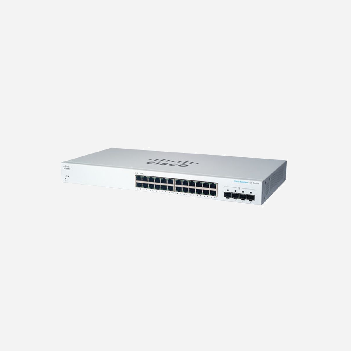 Cisco CBS220-24T-4G Switch Gigabit Ethernet L2 Géré 24 ports RJ-45 + 4 SFP, 56 Gbit/s, 8192 MAC, VLAN, QoS, SNMP, Blanc, Format 1U - Cisco CBS220-24T-4G. Type de commutateur: Géré, Banc de commutateurs: L2. Type de port Ethernet RJ-45 de commutation de base: Gigabit Ethernet (10/100/1000), Quantité de ports Ethernet RJ-45 de commutation de base: 24. Répertoire MAC: 8192 entrées, Capacité de commutation: 56 Gbit/s. Standards réseau: IEEE 802.1D, IEEE 802.1s, IEEE 802.1w, IEEE 802.1x, IEEE 802.3, IEEE 802.3ab, IEEE 802.3ad, IEEE.... Grille de montage, Format: 1U