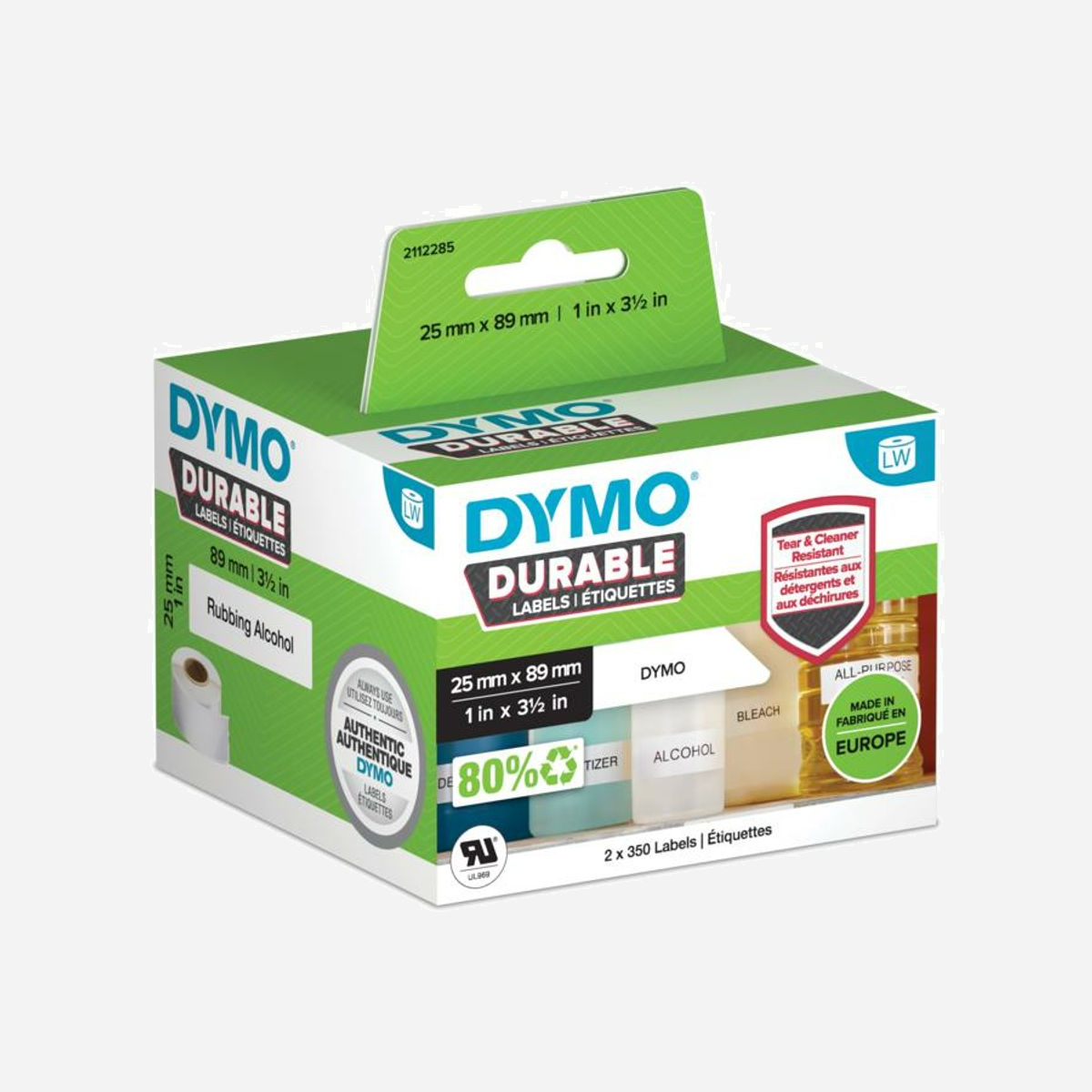 DYMO LabelWriter Durable - Étiquettes 2,5x8,9cm, PP, Résistantes Eau/Huile, 700/paq. Compatible LabelWriter Wireless/4XL etc. Réf: 2112285 - Imprimez une étiquette ou des centaines avec facilité et efficacité <br><br>Des étiquettes qui durent sur des surfaces exigeantes.<br><br>Il faut une étiquette solide pour résister au décollement et à l'abrasion. Les étiquettes DYMO LW Durable durent sur des surfaces exigeantes pour fonctionner plus longtemps dans des conditions difficiles.<br><br>Lorsque vous êtes confronté à des surfaces difficiles, utilisez une étiquette qui est plus résistante et dure plus longtemps que les étiquettes en papier. Les étiquettes DYMO LW Durable sont dotées d'un adhésif de qualité industrielle et d'un revêtement robuste qui résiste au décollement et à l'abrasion dus à l'humidité et aux solvants. Les étiquettes DYMO LW Durable sont parfaites pour les salles de pause, les sous-sols, les garages, les salles de classe et bien plus encore.