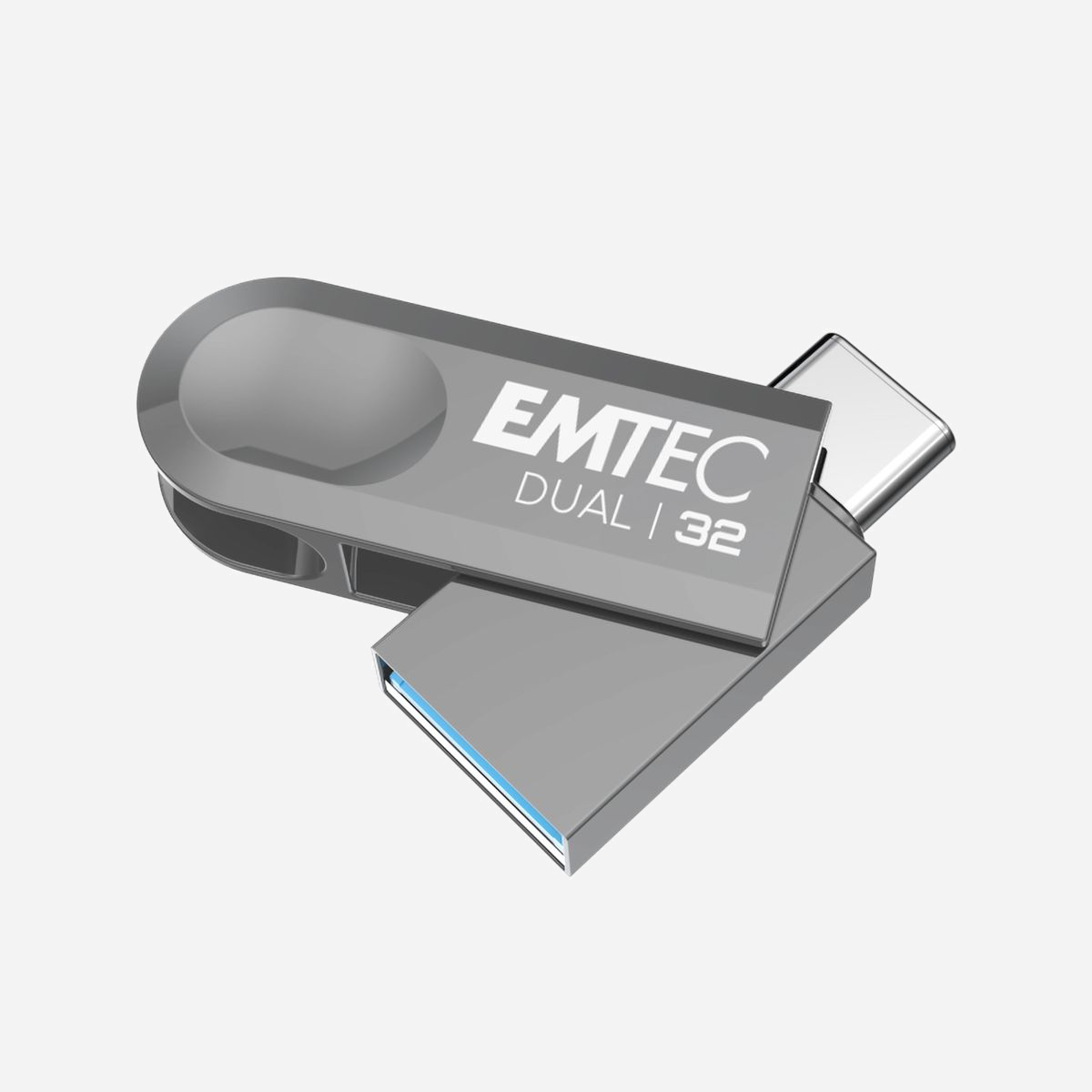 Emtec D280 Dual 32 Go USB Type-A/Type-C 3.2 Gen 1 Argent - Compatible Windows, macOS, Linux - Format Pivotant - ECMMD32GD283 - Emtec D280 Dual. Capacité: 32 Go, Interface de l'appareil: USB Type-A / USB Type-C, Version USB: 3.2 Gen 1 (3.1 Gen 1). Format: Pivotant, Couleur du produit: Argent