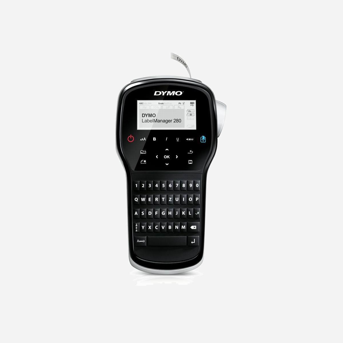 DYMO LabelManager 280 QWERTZ - Étiqueteuse Transfert Thermique 180x180 DPI, 15mm/s, USB, LCD, Bandes 6-12mm, Compatible Windows/macOS - <b>CRÉATION RAPIDE D’ÉTIQUETTES GRÂCE AUX TOUCHES DE RACCOURCI</b><br>Personnalisez vos étiquettes en important vos propres polices et graphiques grâce à la connectivité PC ou Mac® !