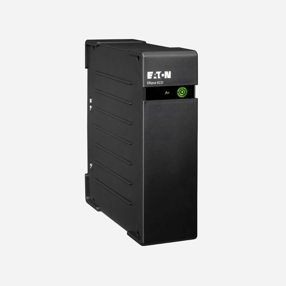 Eaton Ellipse ECO 500 DIN Onduleur 0.5kVA/300W, Veille, 4 prises Type F, Protection Surtension RJ11/RJ45, Batterie VRLA, 220-240V - L’Eaton Ellipse ECO est un onduleur extra plat avec parafoudre intégré, conforme IEC 61643-1. Grâce à sa fonction EcoControl, disponible sur les modèles USB, l’Eaton Ellipse ECO vous assure jusqu’à 25% d’économie d’énergie par rapport aux onduleurs de génération précédente.