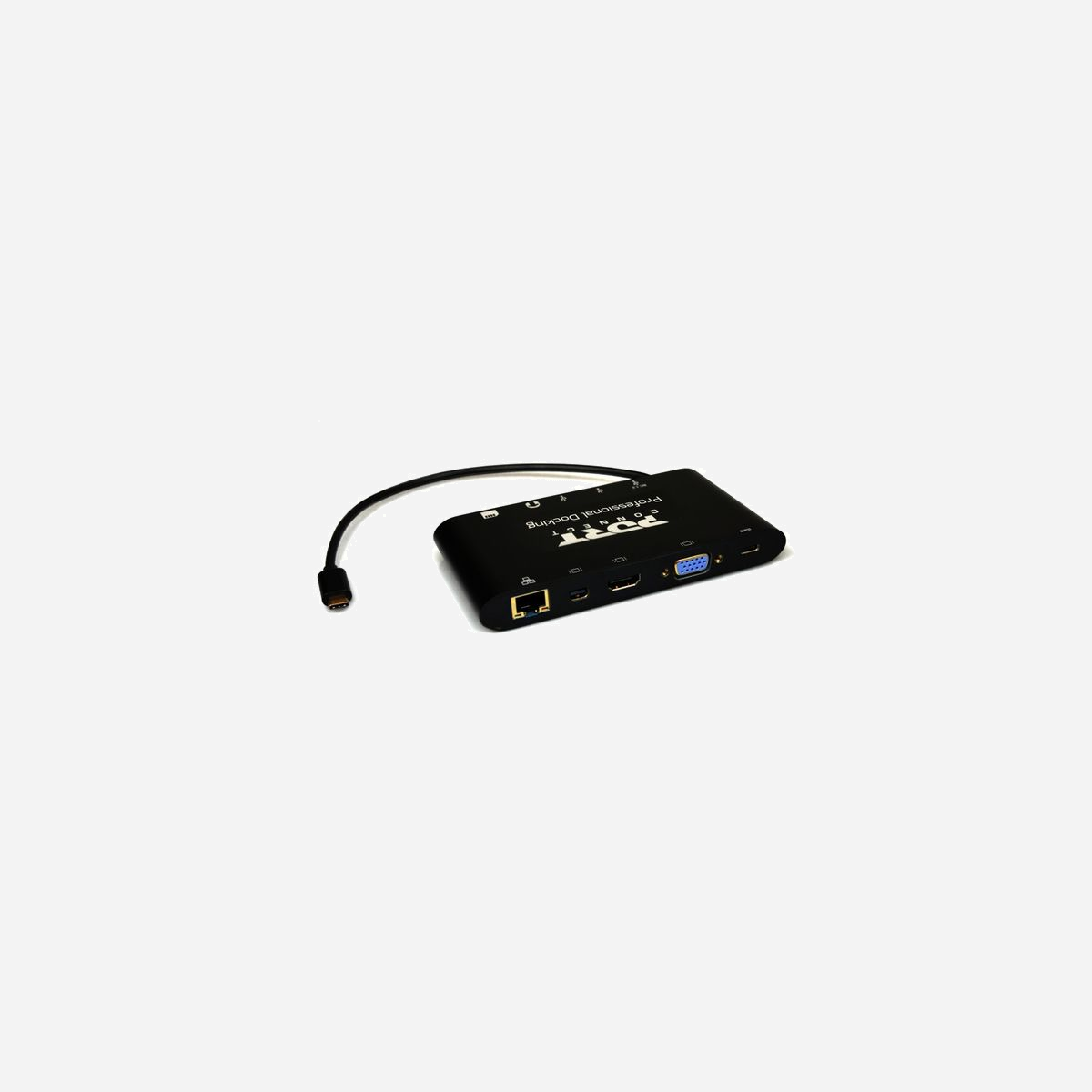 Port Designs 901906 Dock USB-C 3.2 Gen 1, Sorties HDMI/Mini DP/VGA, USB-A 3.0 x3, Lecteur Cartes SD/MicroSD, Ethernet RJ-45, Alimentation 60W, Aluminium Noir - La DOCKING STATION TYPE C TRAVEL 1x4K ++ est une station d’accueil USB-C, qui augmente la connectivité de l’ordinateur portable et fournit ju’qu’à 60W d’alimentation via un réplicateur d’énergie.<br><br>Cet appareil gère jusqu’à 8 périphériques: 1 écran (HDMI / Mini Display Port / VGA) / Ethernet / 3 ports USB 3.0 / 2 fentes de cartes (SD / MMC et carte Micro SD) / 1 prise audio + micro. Il prend en charge 1 affichage vidéo supplémentaire, avec 3 interfaces possibles : HDMI ou Mini Display Port ou VGA.<br><br>L’affichage offert est de haute résolution, jusqu’à 4K Ultra HD (3840 x 2160p). Les 3 ports USB ont un transfert de données à haute vitesse (jusqu’à 5 Go/s).<br><br>Un des port USB vous permettra de charger votre batterie de smartphone, il délivre une intensité de 1,5A. La docking station est compatible avec les ordinateurs portables PC et Mac. Sa taille est adaptée à la mobilité.