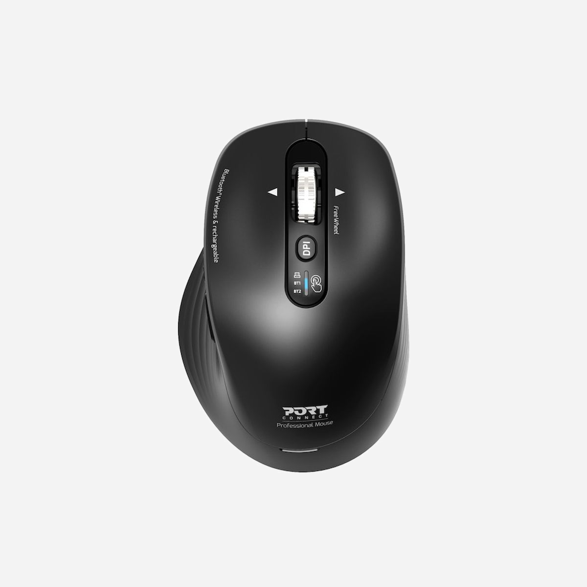 Port Designs Souris 910202 Bureau Droitier RF sans fil & Bluetooth, 3200 DPI Optique, 6 Boutons, Molette FreeWheel, Batterie 500mAh, Windows/macOS/Android/iOS - <b>Connectivité sans fil professionnelle 2,4 GHz & Bluetooth ®:</b><br>La souris BUSINESS est conçue pour les professionnels en quête de flexibilité. Grâce à sa double connectivité sans fil 2,4 GHz et Bluetooth®, elle permet de se connecter à trois appareils simultanément, vous offrant une gestion fluide et rapide de vos tâches. Que vous soyez en réunion, au bureau ou en déplacement, vous pouvez facilement passer d’un appareil à l’autre en un clic..<br><br><b>Molette FreeWheel® pour un défilement ultra-précis et rapide:</b><br>La molette FreeWheel® de la souris BUSINESS permet un défilement d'une précision exceptionnelle, idéal pour naviguer dans de longs documents ou feuilles de calcul. Avec un contrôle optimal et une vitesse de défilement ajustable, cette souris est parfaite pour les utilisateurs exigeants qui recherchent rapidité et fluidité dans leur travail quotidien.<br><br><b>Clics silencieux et performance ajustable:</b><br>La souris BUSINESS allie confort sonore et précision grâce à ses clics silencieux et à son capteur optique réglable entre 1000 et 3200 DPI. Vous pouvez ainsi ajuster la sensibilité selon vos besoins, garantissant une expérience de travail sur mesure. Avec ses six boutons programmables, y compris les boutons latéraux pour la navigation avant/arrière, vous gagnez en efficacité tout en maintenant un environnement calme.<br><br><b>Batterie rechargeable et gestion optimisée de l’autonomie:</b><br>Equipée d’une batterie rechargeable via USB-C, la souris BUSINESS offre une grande autonomie avec une gestion optimisée grâce au mode veille automatique et au bouton ON/OFF. Cela vous permet de maximiser la durée de vie de la batterie, pour une utilisation prolongée sans souci. Solide et fiable, cette souris est pensée pour durer, avec une garantie de 3 ans incluse.<br><br>La souris BUSINESS sans fil 2,4 GHz & Bluetooth® rechargeable est le compagnon idéal des professionnels. Alliant performance, confort et connectivité multiple, elle vous permet de travailler en toute fluidité. Avec sa molette FreeWheel®, ses clics silencieux et sa batterie optimisée, elle répond aux besoins des utilisateurs exigeants. Profitez d'une souris fiable et ergonomique, garantie 3 ans, pour maximiser votre productivité.