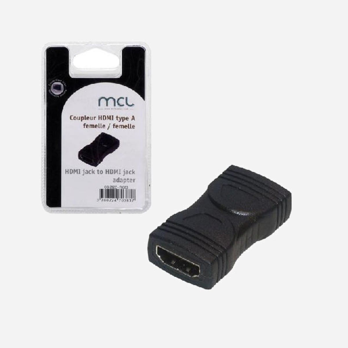 MCL CG-282Z Coupleur HDMI-A Mâle vers HDMI-A Femelle Noir, Support Protocoles HDMI & HDCP, Dimensions Emballage 135x25x85mm, 22g - Coupleur pour relier deux cordons HDMI. Supporte tous les protocoles et spécifications HDMI et HDCP.