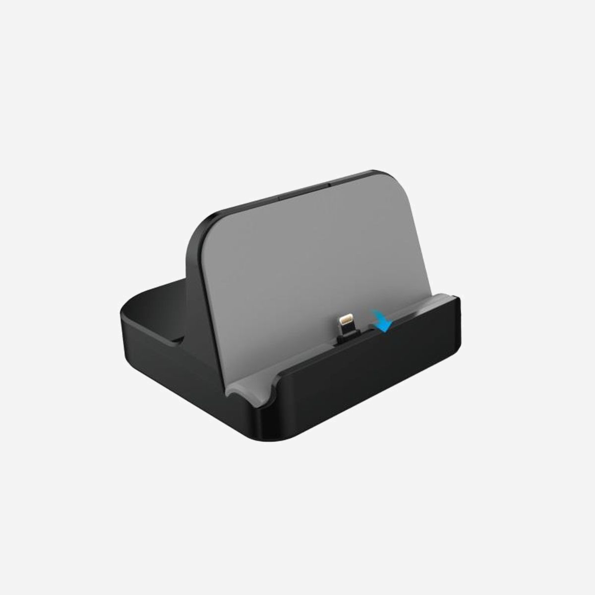 DLH Station d'Accueil et Synchronisation DY-DU4360 pour Apple Lightning (iPhone/iPad) - Alimentation USB 2A - 103x102x68mm - Noir/Gris - Câble USB-A inclus - SUPPORT DE CHARGE ET SYNCHRONISATION POUR APPLE IPAD ET IPHONE EN LIGHTNING. Inclinaison réglable. Compatible tablettes et smartphones Apple avec connecteur Lightning.