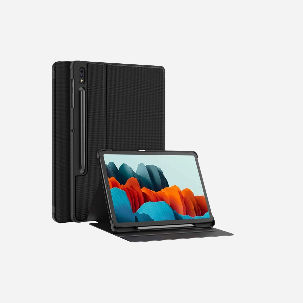 DLH Étui Folio Noir pour Samsung Galaxy Tab S7 (SM-T870/T875/T876) avec Support Multi-Angles Intégré - DY-PS4450, Poids 175g - COQUE ETUI FOLIO POUR SAMSUNG GALAXY TAB S7 (SM-T870 / SM-T875 / SM-T876) - Rabat avec support intégré multi-angles
