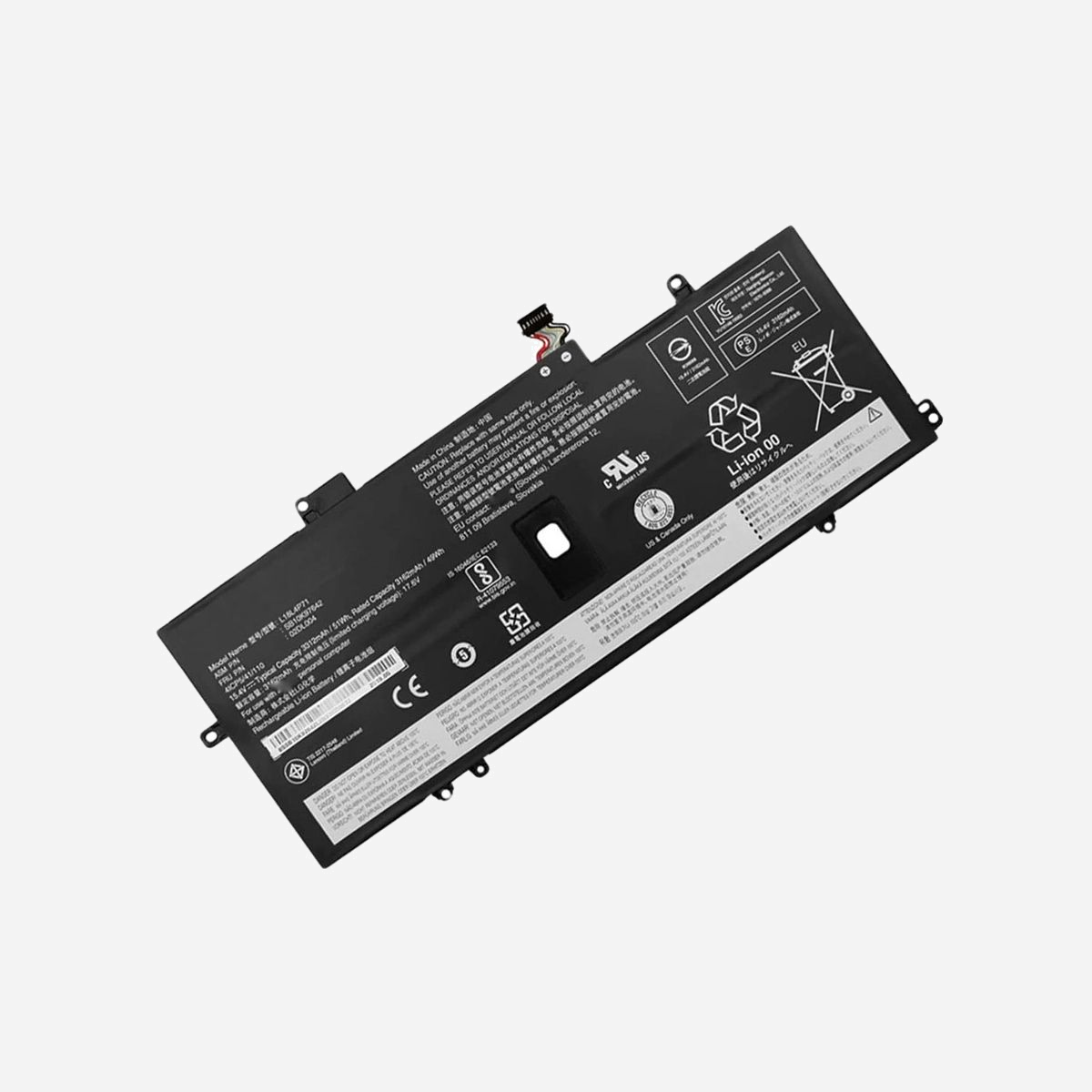 DLH Batterie Li-Pol 15.36V 3200mAh 49Wh pour Lenovo ThinkPad X1 Carbon 7e/8e Gen & X1 Yoga 4e/5e Gen - Remplace 02DL004/L18C4P71 - Pour LENOVO ThinkPad X1 Carbon 7eme et 8eme Gen (20QD / 20QE / 20R1 / 20R2 / 20U9 / 20UA).<br>Pour LENOVO ThinkPad X1 Yoga 4eme et 5eme Gen (20QF / 20QG / 20SA / 20SB / 20UB / 20UC)