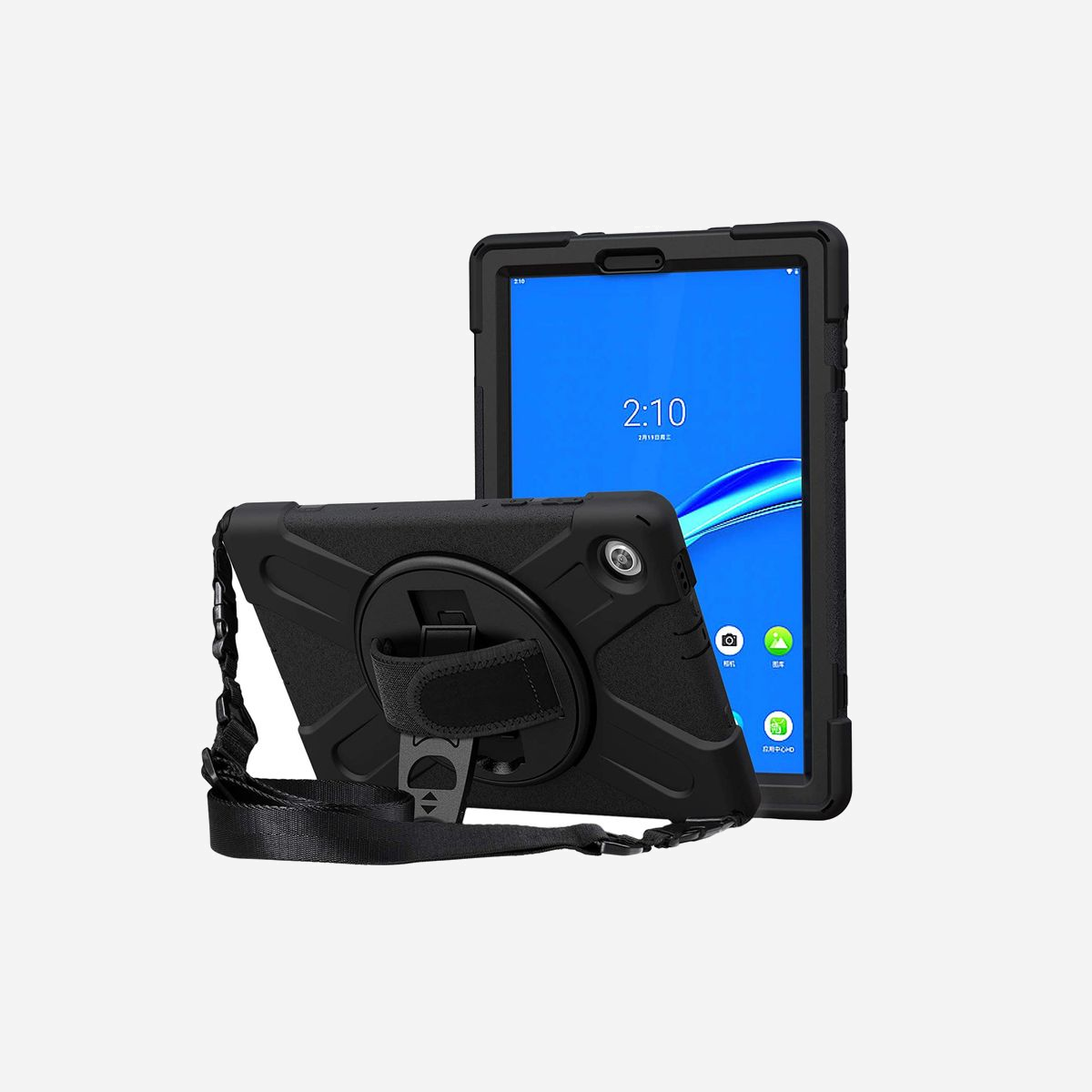 DLH Coque Renforcée Antichoc avec Bandoilière, Poignée Rotative et Pied Support pour Lenovo Tab M10 FHD Plus Gen2 10.3" (TB-X606F, ZA5V) - 270g - COQUE RENFORCEE AVEC BANDOULIERE, POIGNEE ROTATIVE ET PIED SUPPORT POUR LENOVO Tab M10 FHD Plus Gen2 10.3" (ZA5V, ZA5T, ZA5W, TB-X606, TB-X606F..)