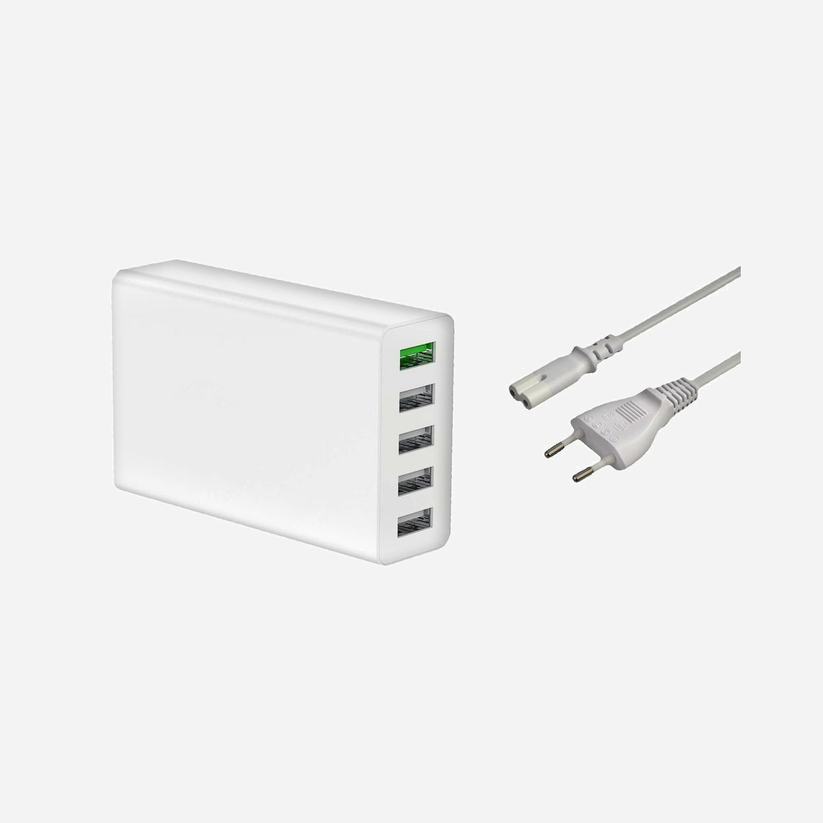 DLH DY-AU4940 Chargeur Secteur Universel 50W (32W USB-A 2.4A + Quick Charge 3.0 18W) - Câble 1.5m - Blanc - 90x58x27mm - 4x USB-A 2.4A (32W max) - 1x USB-A 18W Quick Charge 3.0 - Puissance totale 50W - Câble secteur 1.5m - Blanc - Compatible smartphones et tablettes (câbles USB non fournis)