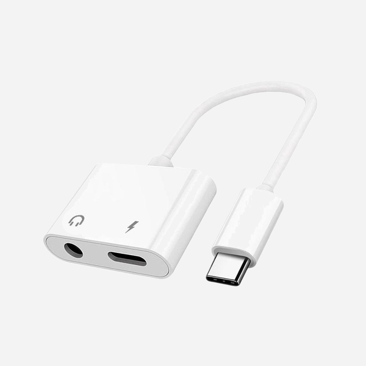 DLH DY-TU4950W Adaptateur USB Type-C vers Jack 3.5mm + USB-C 60W, Blanc, Câble 11cm, Dimensions 114x31x8mm, Plug and Play - Adaptateur USB-C (M) vers prise audio Jack 3.5mm (F) et port de charge USB-C (F) - Longueur 11cm - Permet de brancher des appareils audio dotés d’un connecteur Jack 3.5mm tout en chargeant un smartphone ou une tablette en USB-C (max 60W)<br>