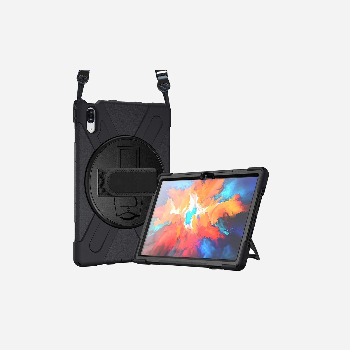 DLH DY-RC5011 Housse Tablette 11.2" Noir - Coque Renforcée avec Bandoulière, Poignée Rotative et Pied Support Lenovo Tab P11 Pro Gen 2 - Coque renforcée avec bandoulière, poignée rotative et pied support pour Tab P11 Pro Gen 2 11.2"