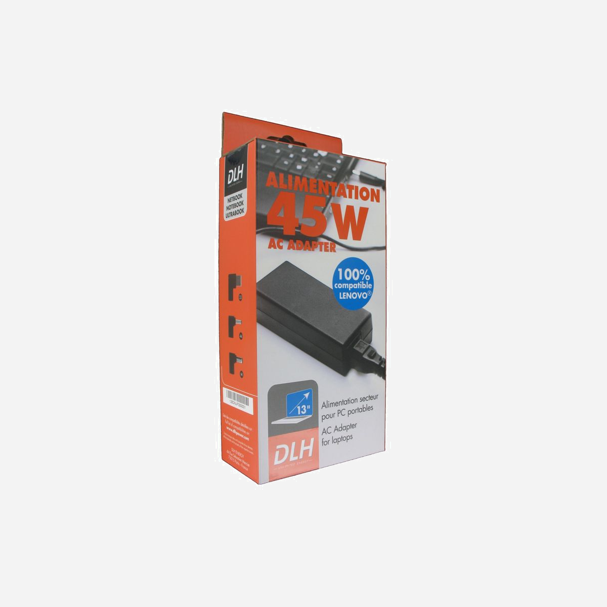 DLH Alimentation Secteur 45W Compatible Lenovo 19V 2.37A Connecteurs Multiples (Sauf USB-C) - Références Compatibles : Liste Fournie - <b>ALIMENTATION SECTEUR 45W LENOVO 100% COMPATIBLE (sauf USB-C)<br><br>19V 2.37A 45W<br>Livré avec 3 connecteurs pour LENOVO<br>Câble secteur inclus<br></b><br><br><b>Compatible avec les références d'origine :</b> PA-1450-55LN / PA-1450-55LR / PA-1450-55LU / PA-1450-55 / ADL45WCG / 31037974 / 31037980 / 31038047 / 31038048 / 31038050 / 31038057 / 36200246 / 36200279 / 3620028 0/ 36200602 / 888009767 / 888009768 / 888010183 / 888010185 / 888010187 / 888014194 / 888014195 / 888014196 / 888014197 / 888014198 / 888014199 / 888014200 / 888014201 / 888014202 / 888014203 / 888014204 / 888014205 / 02K6900 / 02K6900-RB.