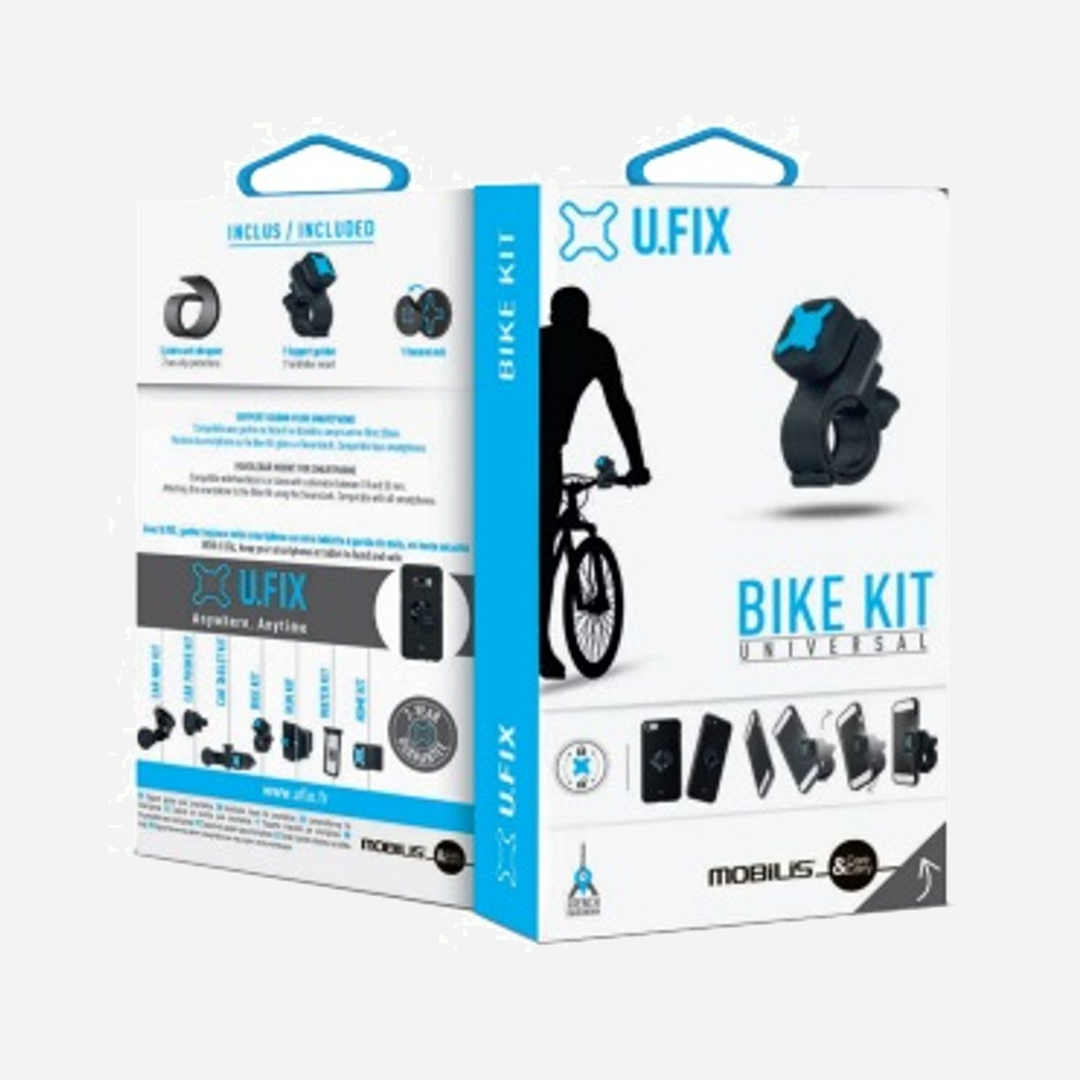 Mobilis 044002 : Support vélo universel SecureLock pour smartphones/tablettes (18-33mm), ABS/POM/Silicone, rotation horizontale/verticale, 94g - Nous souhaitons tous pouvoir faire du vélo tout en gardant son smartphone à portée de main pour avoir une visibilité sur ses applications et ses musiques.<br>U.FIX a conçu le support smartphone adapté à vos sorties vélo pour une expérience optimale.<br><b>Utiliser votre smartphone en pédalant, c’est maintenant possible</b><br>BIKE KIT est un excellent support de smartphone permettant d’utiliser votre smartphone pour enregistrer votre parcours en toute sécurité sans prendre le risque de le faire tomber. Le support smartphone est équipé du système de fixation innovant SecureLock pour vous permettre de dévaler les pentes sans crainte.<br>Ultra fiable et léger, le modèle BIKE KIT est le support idéal pour utiliser votre smartphone lors de vos sorties vélo. Fixez d’un simple geste votre téléphone à votre vélo pour accéder en un clin d’œil à votre musique et à vos applications.<br>Grâce à sa double action magnétique et mécanique, le système SecureLock vous garantit un parfait maintien de votre smartphone sur son support. Ce dernier fait corps avec votre vélo et vous pouvez utiliser votre téléphone en mode horizontal ou vertical.<br><b>Un support pour smartphone qui s’adapte à tous les téléphones et à tous les vélos</b><br>Ce support smartphone pour votre vélo s’adapte à tous les guidons de 18mm à 33mm de diamètre. BIKE KIT restera totalement fixe à l’aide de son entretoise anti-dérapante et assurera un parfait maintien de votre smartphone. Ce support vélo s’adapte à tous les modèles de téléphone quelle que soit la marque et le modèle.<br>Le kit de ce support smartphone comprend :<br>1 support vélo doté du système de fixation SecureLock,<br>2 entretoises anti-dérapantes,<br>1 interface universelle SecureLock qui vous permet d’utiliser ce support vélo quel que soit le modèle de votre téléphone.<br>Pour une expérience optimale, vous pouvez utiliser une coque de protection U.FIX, disponible pour iPhone et Samsung, avec le SecureLock intégré.<br>Poids du support vélo : 94g<br>Matériaux utilisés : Silicone, ABS, PC, POM<br>Garantie 2 ans
