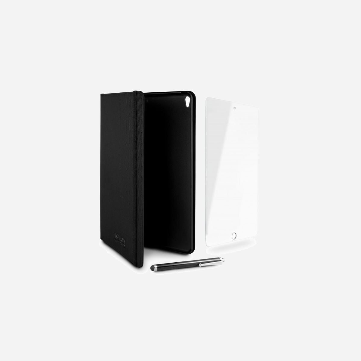 Urban Factory SPI10UF - Pack Folio Noir pour iPad 10.2" (2019) : Étui Nylon, Protection Écran Verre Trempé, Stylet Gomme 0.8mm, 256x194x18mm, 358g - <b>ETUI POUR IPAD 10.2’’.</b><br>Etui en Nylon haute densité déperlant pour protéger la tablette.Fonction stand avec plusieurs angles de vue possibles.<br><br><b>Protection en verre trempé pour iPad 10.2’’.</b><br><br><b>Stylet avec pointe en gomme souple.</b><br>Le stylet permet une utilisation plus précise de la tablette. Il évite les rayures et les traces.<br><br><b>Etui pour iPad*10.2’’:</b><br>DIMENSIONS: 256 X 194 X 18mm.<br>POIDS: 358gr<br><br><b>Protection en verre trempé pour iPad*10.2’’:</b><br>DIMENSIONS: 254 X 192 X 0,33mm<br>POIDS: 40gr<br><br><b>Stylet tactile à pointe en gomme souple 0,8mm:</b><br>DIMENSIONS: 112 X 10 X 10mm<br>POIDS: 5gr