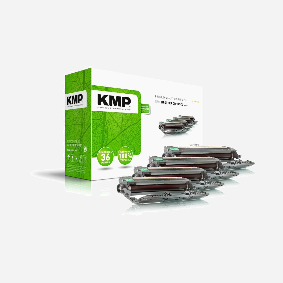 KMP Kit de 4 Cartouches Toner Compatibles DR243CL pour Brother, Référence 1268.7005, Type Multi pack - KMP B-DR32. Quantité: 4 pièce(s)