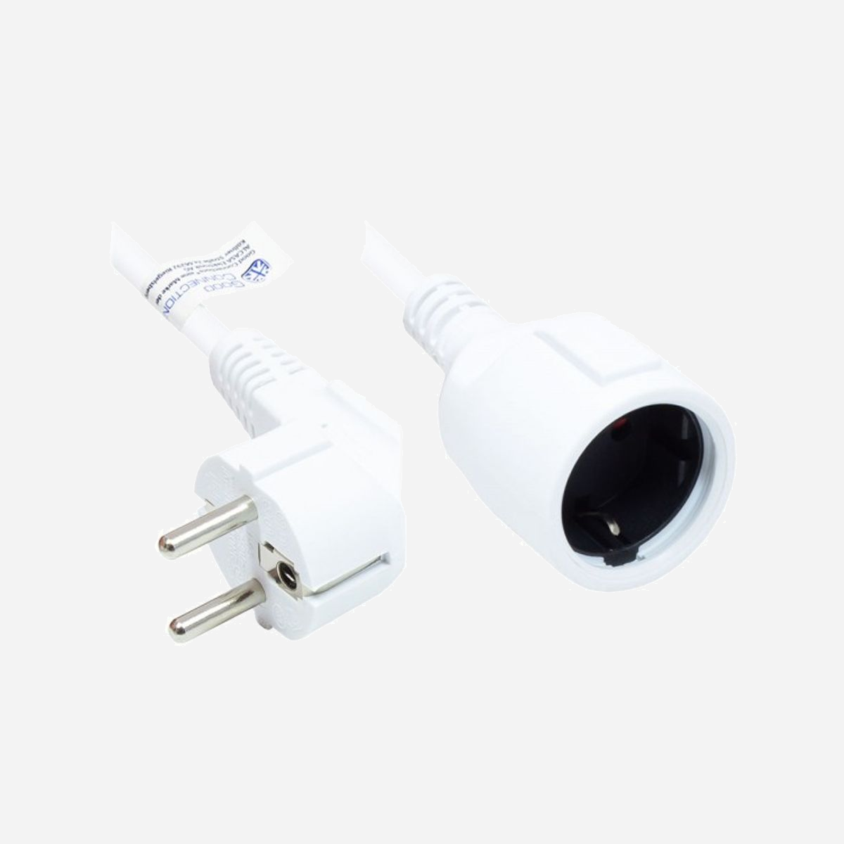Alcasa P0102-W050 Câble d'Alimentation 5m Blanc, Prise Type E+F vers F, H05VV-F3G, 3x1.5mm², 250V 16A, Connecteur coudé 90°, Certifié VDE/KEMA/CE - Alcasa P0102-W050. Longueur de câble: 5 m, Connecteur 1: Prise d'alimentation type E+F, Connecteur 2: Prise d'alimentation type F, Type de câble: H05VV-F3G. Tension d'entrée: 250 V