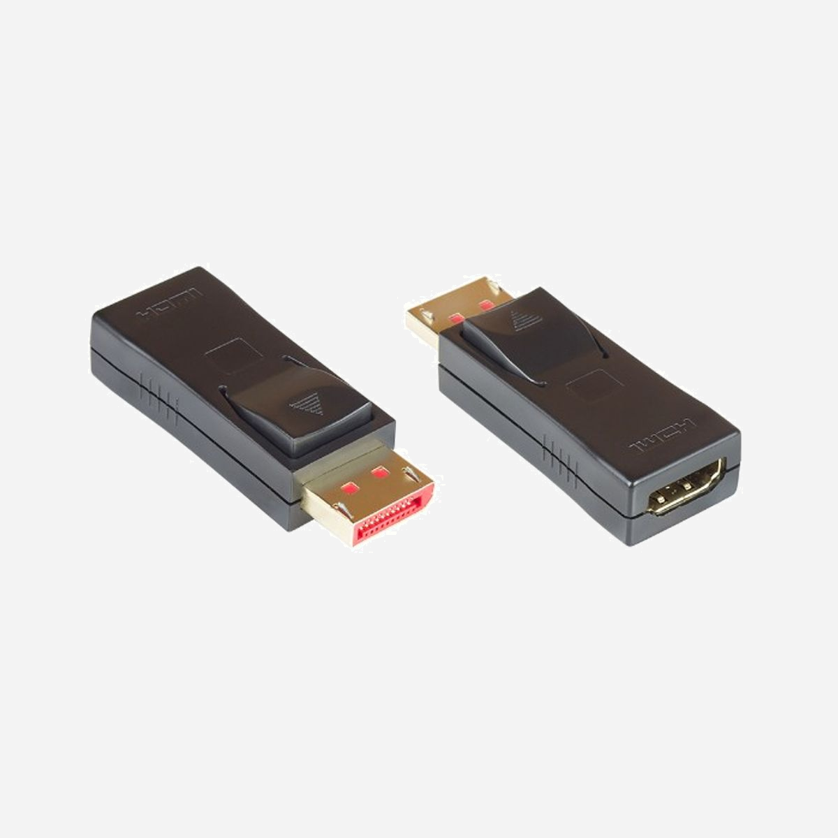 Alcasa Adaptateur HDMI vers DisplayPort 1.4 Mâle/Femelle, Résolution 4K (3840x2160), Contacts Or, Noir, 21x57x14mm, Alcasa HDMI-DP14G - Alcasa HDMI-DP14G. Connecteur 1: Displayport, Connecteur 2: HDMI, Contacts du connecteur de placage: Or. Couleur du produit: Noir