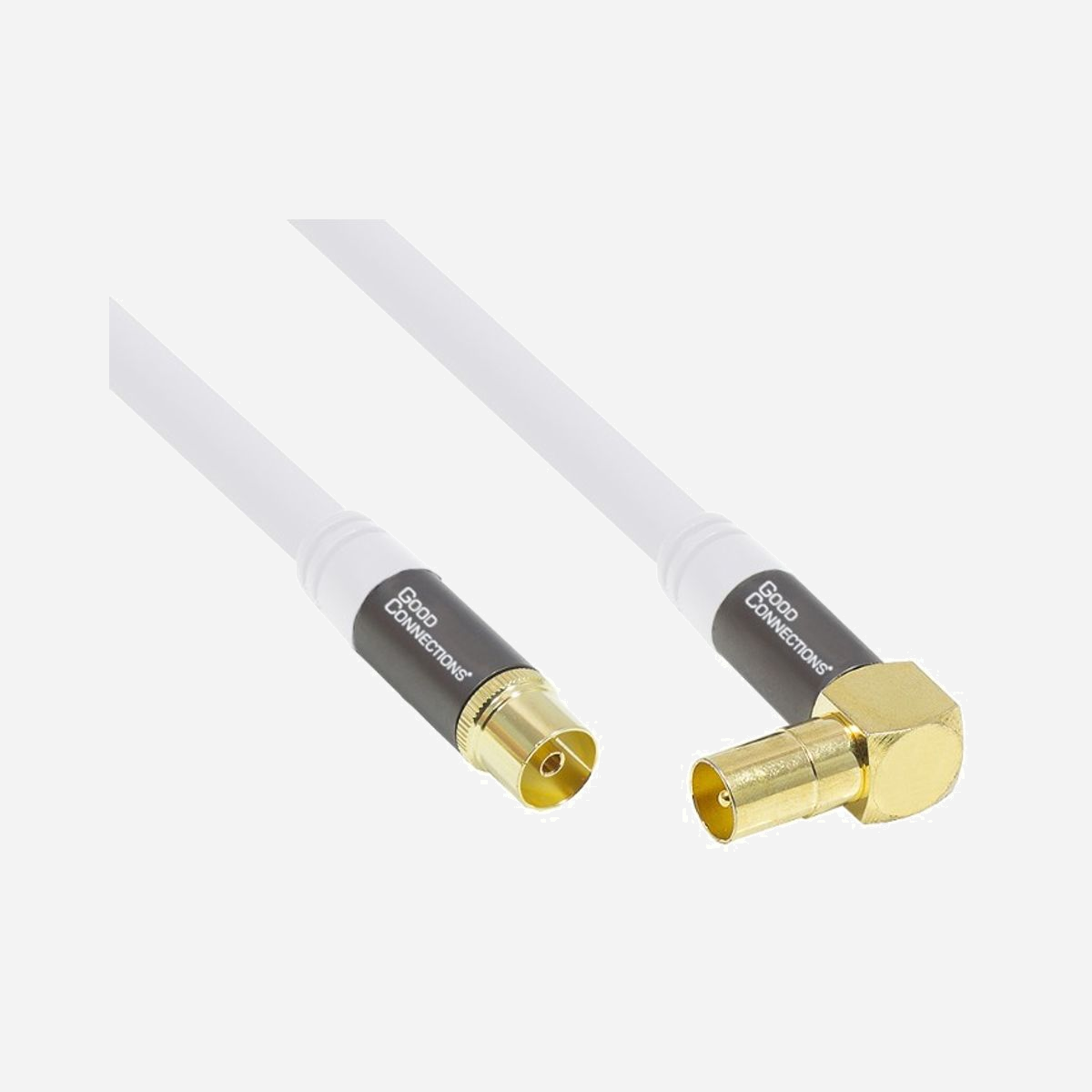 Alcasa GC-M2061 Câble Coaxial RG-6/U 1m IEC Mâle vers IEC Femelle Courbe, contacts Or, 75 Ohm, gaine 8mm PE/PVC, blindage Aluminum Mylar - Alcasa GC-M2061. Longueur de câble: 1 m, Connecteur 1: IEC, Connecteur 2: IEC