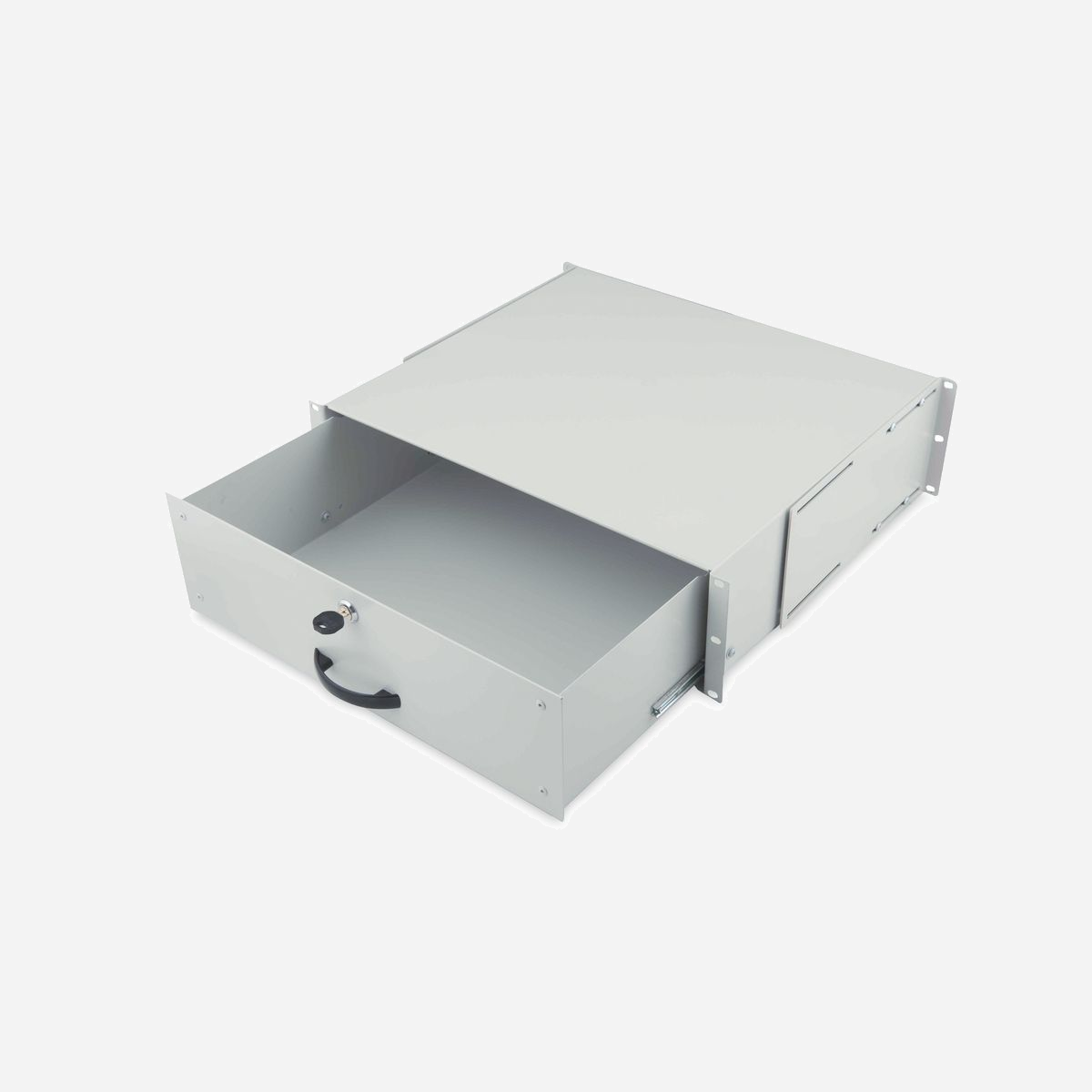 Digitus DN-19-KEY-3U Tablette d'Archivage 19" 3U Gris, Charge Max. 25kg, 485x480x134mm, Compatible Armoires Réseau 19", Acier, Turquie - - Verrouillable<br><br>Adapté pour toutes les armoires de 19 po DIGITUS® hormis les armoires murales. Employé pour le rangement de documents etc.