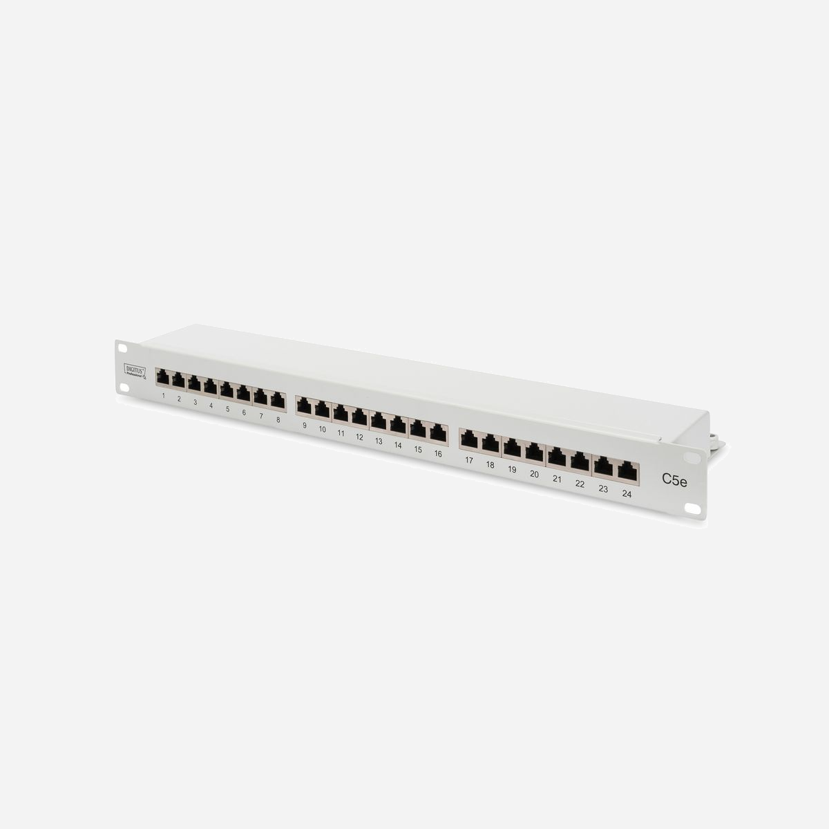 Digitus DN-91524S : Panneau de Brassage CAT 5e Classe D, 24 Ports RJ45 Blindés, 1U, Acier Galvanisé, Normes ISO/IEC 11801 et EN 50173 - Un débit et une qualité de connexion excellents pour votre réseau.<br><br>- Installation facile de câbles grâce aux bandes LSA de code couleur<br>- Le blindage assure des mesures de valeurs de puissance optimisées<br>- Design de 19 po avec 24 douilles RJ45 blindées<br><br>Le panneau de brassage CAT 5e de DIGITUS® est disponible en version de 16 ou 24 ports. Il est conforme aux normes ISO/IEC 11801 et EN 50173. Le boîtier est constitué d’acier galvanisé et laminé à froid de 1,5 mm, et de ce fait idéal pour le montage d’armoire de 19 po.