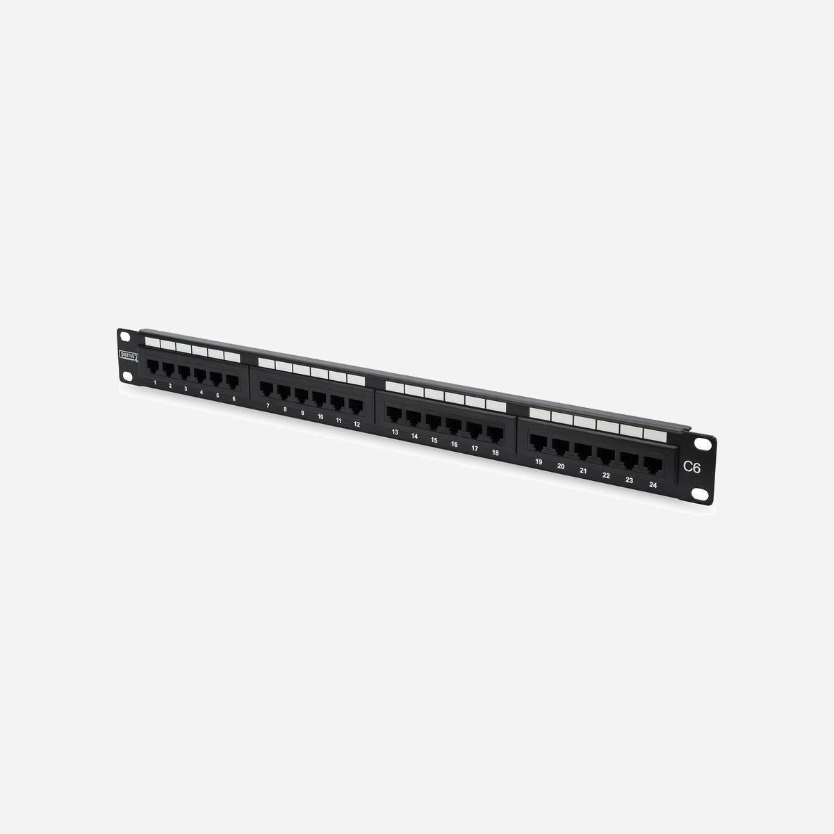 Digitus DN-91624U Panneau de Brassage CAT 6 24 Ports RJ-45 1U Montage Rack Connecteurs LSA Acier Galvanisé Noir Classe E - Un débit et une qualité de connexion excellents pour votre réseau.<br><br>Le panneau de brassage CAT 6 non blindé DIGITUS® est disponible en 16 ou 24 ports (1 unité de hauteur) ou une variante de 48 ports (2 unités de hauteur). Il est fabriqué conformément aux exigences de Link Performance, classe E, pour jusqu’à 250 MHz, ISO/IEC 11801 et EN 50173 et certifié UL. Le boîtier est constitué d’acier galvanisé et laminé à froid de 1,5 mm, et est de ce fait idéal pour le montage d’armoire de 19 po.