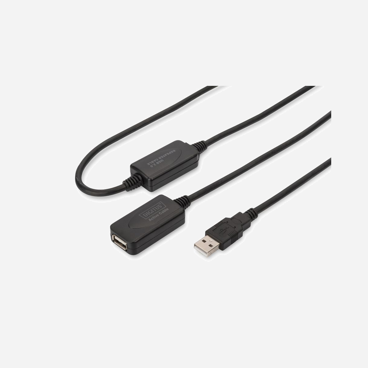 Digitus Câble Répéteur USB 2.0 DA-73102, Extension 20m, Connecteurs USB-A Mâle/Femelle, Débit 480 Mbit/s, PVC Noir - La solution pour utiliser votre périphérique USB à une distance éloigné de votre PC !<br><br>- La solution pour utiliser votre périphérique USB à une distance éloigné de votre PC !<br>- USB A mâle -> USB A femelle, câble de longueur 20m<br>- Connexion USB Plug & Play<br><br>Expands the max. Rallonge le câble USB de 20m supplémentaires.