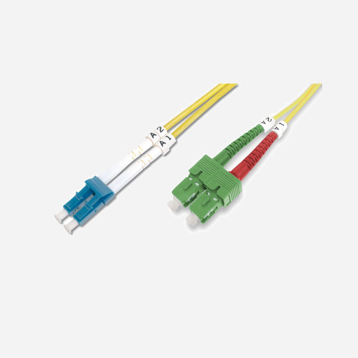 Digitus Câble Fibre Optique Monomode 1m OS2 SC(APC) vers LC(PC) Duplex 9/125µ LSZH Diamètre 3mm Référence DK-292SCA3LC-01 - Un débit et une qualité de connexion excellents pour votre réseau.<br><br>Câble patch LWL, duplex, SC (APC) vers LC (PC),SM OS2 09/125 µ, 1 m