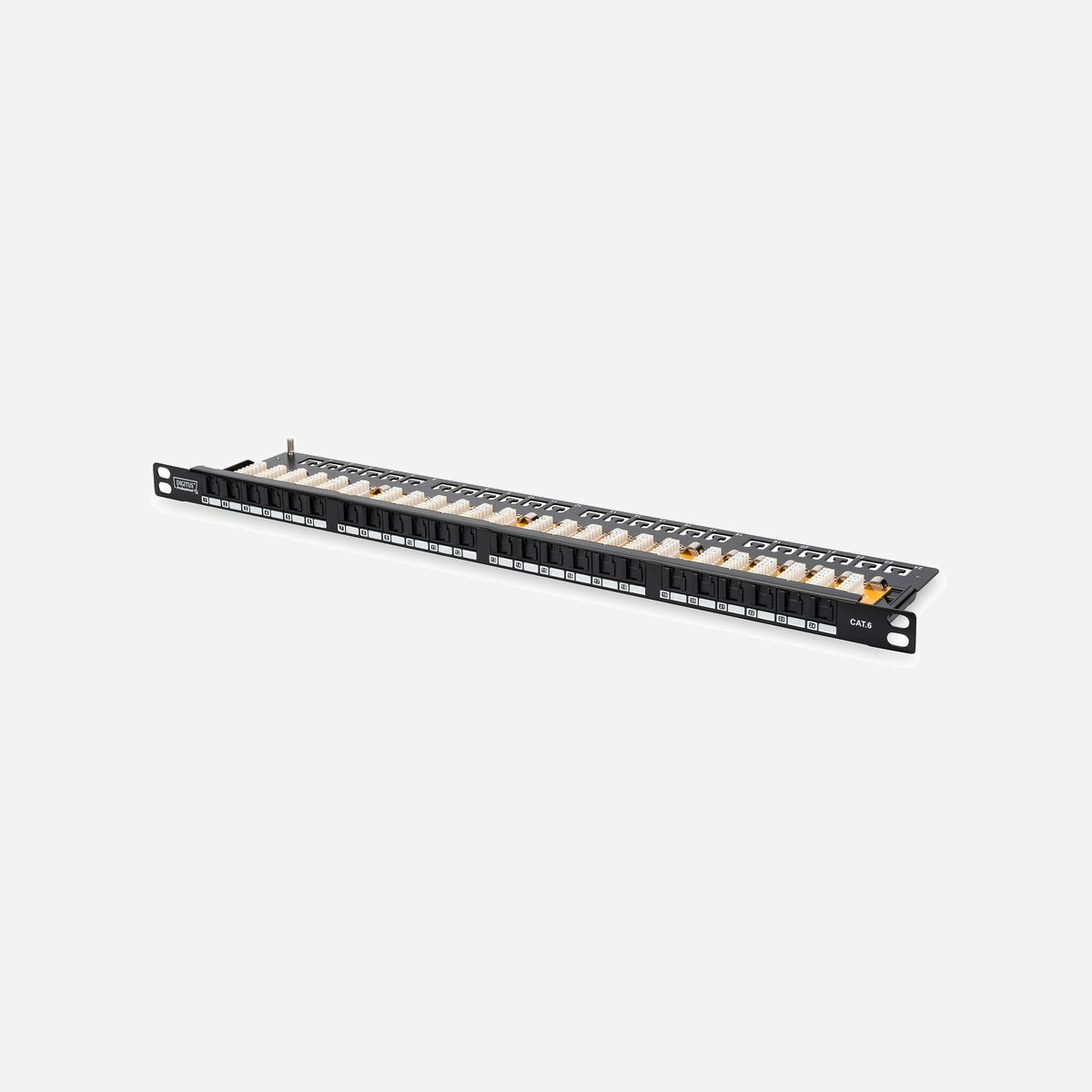 Digitus Panneau de Brassage CAT 6 24 Ports RJ-45 0.5U Montage Rack 19" Non Blindé - Conforme Normes N 50173 & ISO/IEC 11801 - Très faible encombrement (0,5U seulement) - Avec capuchons anti-poussière- Excellentes performances et qualité de connexion pour votre réseau.<br><br>- 0,5U<br>- CAT6<br><br>Le panneau de brassage DIGITUS® 24 ports 0,5U vous offre une haute densité. Comme le panneau ne fait que 0,5U de haut, il est possible d'installer 48 ports sur 1U (2 panneaux de 24 ports chacun).
