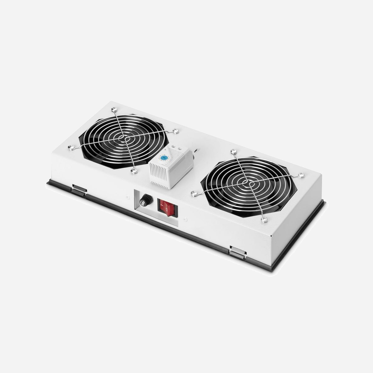 Digitus Module de Ventilation DN-19-FAN-2-WM-I pour Boîtier Mural IP55 19", 2 Ventilateurs, 276 m³/h, 346x175x50mm, Gris - L’équipement de 483 mm (19 po) DIGITUS® est conçu pour répondre aux exigences de l’infrastructure informatique. Il est fabriqué selon les meilleures normes de qualité en Allemagne.<br><br>- Couvercle pour filtre inclus pour une utilisation optimale dans le boîtier mural IP55<br><br>Les unités de ventilation de toit conviennent à tous les boîtiers muraux IP55 montés. L'installation dans le module de toit se fait rapidement et facilement. Un interrupteur ainsi qu'un thermostat réglable assurent des réglages optimaux.