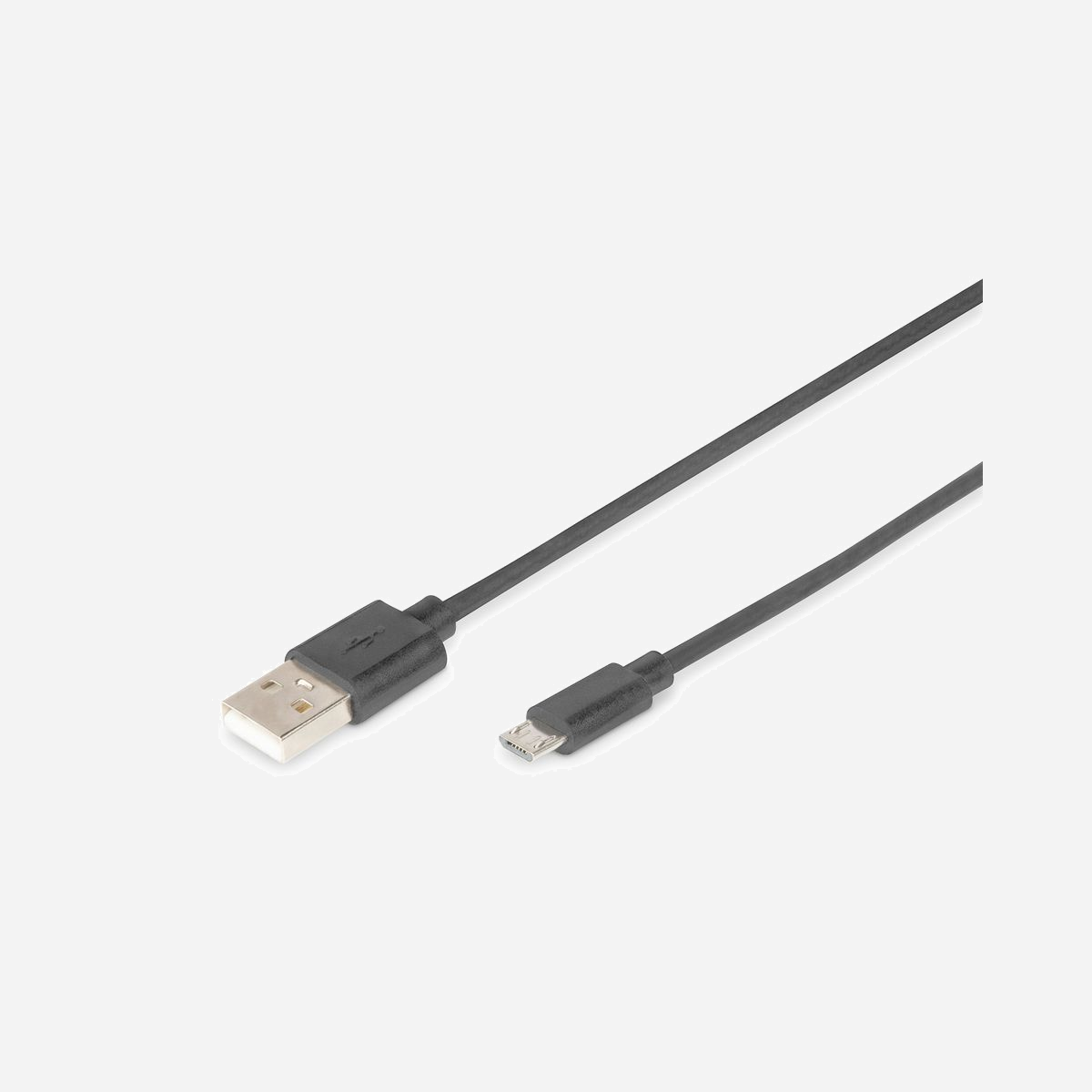 Digitus Câble USB 2.0 A vers Micro-USB B, M/M, 1.8m, Noir, Transfert jusqu'à 480 Mbit/s, Contacts Nickel, Rétrocompatibilité USB 1.1 - Utilisez des périphériques externes dotés d'un port Micro USB - Conforme avec USB 2.0 (Hi-Speed) pour un transfert de données rapide<br><br>- Câble de raccordement USB A sur Micro B (Micro USB)<br>- Compatibilité USB 2.0 avec transfert de données (High-Speed) jusqu'à 480 Mbits/s<br>- Pour connecter tous les terminaux équipés d'un port Micro B, par exemple, à un PC ou un chargeur<br>- Compatible avec tous les ports USB 2.0<br>- Rétrocompatibilité USB 1.1<br>- Câble robuste pour une longue durée de vie<br><br>Connectez vos terminaux via un port Micro USB à un PC ou à un chargeur. Les fonctionnalités USB 2.0 sont prises en charge avec des transferts de données allant jusqu'à 480 Mbits/s pour la copie rapide de vidéos, morceaux de musique ou données. Convient aux smartphones, tablettes ou autres périphériques dotés d'un connecteur Micro USB (Micro B). Le câble est également adapté pour charger vos appareils avec une prise Micro B.