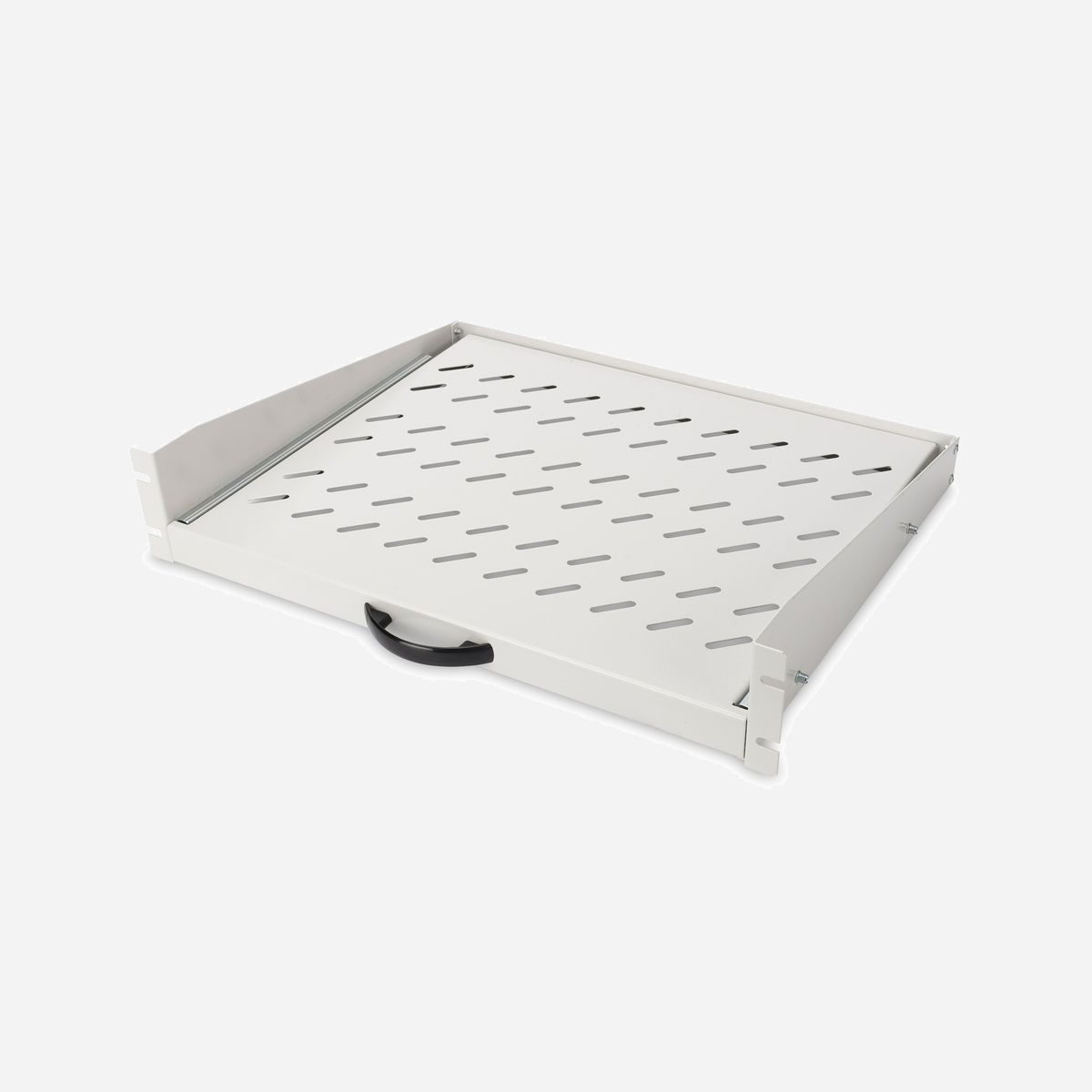 Digitus DN-19-TRAY-2-450 Étagère 19" 2U Acier Gris, Profondeur 367mm, pour Coffret Mural 450mm+, Charge Max 30kg, Montage Avant sur Rails 19" - Grâce la structure compacte, elle est particulièrement adaptée pour les boîtiers muraux de 483 mm (19 p) à partir d’une profondeur de 450 mm.<br><br>- Amovible, avec poignée<br>- Montage fixe uniquement sur les rails profilés avant de 483 mm (19 po) - également optimisé pour les boîtiers muraux pivotants<br><br>L’étagère pour montage fixe est facile à installer dans les quatre rails profilés de 483 mm (19 po) de votre armoire réseau ou armoire serveur de 483 mm (19 po). Grâce la structure compacte, elle est particulièrement adaptée pour les boîtiers muraux de 483 mm (19 p) à partir d’une profondeur de 450 mm. L’étagère est amovible à l’aide d’une poignée, facilite ainsi l’accès et constitue le support optimal pour les composants ne correspondant pas à 483 mm (19 po) grâce à la tôle stable et perforée avec une capacité de charge élevée.