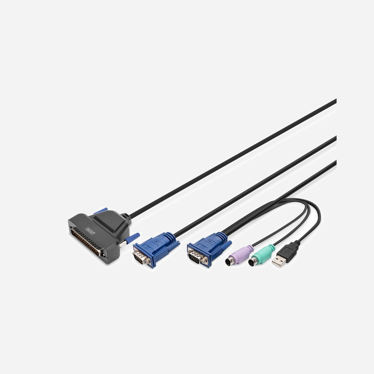 Digitus Commutateur KVM Modulaire Monoport DS-72212, VGA, USB/PS/2, Connecteur DB-25 Mâle/Mâle, Compatible Consoles KVM modulaires Digitus - Flexibilité maximale lors de l’administration de la ferme de serveurs<br><br>- Commutateur clavier-vidéo-souris pour connecter un serveur<br>- Boîtier peu encombrant d’une hauteur de construction de 1 UH<br>- Adapté aux consoles clavier-vidéo-souris modulaires DS-72210 et DS-72211<br><br>Le commutateur clavier-vidéo-souris modulaire DIGITUS® offre de nombreuses options de configuration permettant une adaptation au domaine d’application de la console. Par conséquent, la console permet une réduction des coûts ainsi qu’une mise à jour ou un remplacement par d’autres modules à tout moment. Ainsi, la configuration flexible garantit une sécurité future optimale de la console. Le commutateur clavier-vidéo-souris modulaire permet le branchement d’un serveur via USB, PS/2 ou VGA. Le fonctionnement nécessite l’utilisation de la console modulaire 17 po ou 19 po DIGITUS®, du clavier et du kit de câblage approprié. Les modules de commutateurs clavier-vidéo-souris de haute qualité dotés de la fonction IP (en option) s’adaptent facilement aux petites et moyennes salles de serveurs où l’accès de l’administrateur doit être garanti à tout moment et partout. Ils permettent une connexion directe à partir d’une console locale ou même d’une télécommande via une connexion Internet existante et un navigateur. Les accessoires sont livrés dans toutes leurs variantes possibles.