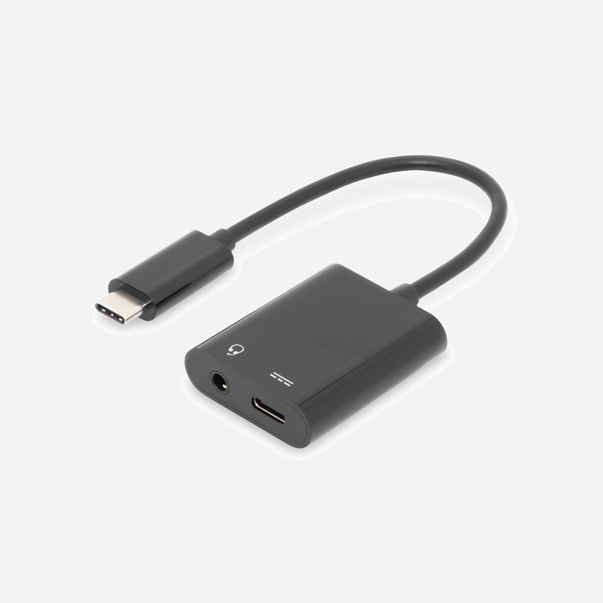 Digitus Adaptateur USB-C 3.2 Gen 1 vers USB-C + Jack 3.5mm PD 3.0, 0.2m, Noir (AK-300400-002-S) - Compatible Charge Rapide et Audio Haute Fidélité - Téléphoner ou écouter de la musique tout en chargeant votre appareil.<br><br>- Permet un chargement rapide et efficace des appareils compatibles<br>- La qualité sonore haute-fidélité vous offre une excellente expérience audio haut de gamme.<br>- Design court et compact pour une utilisation mobile<br>- Installation plug and play<br>- Prise en charge de la fonction de charge rapide PD 3.0 (Power Delivery)<br>- Signal USB Type-C en boucle (données et courant)<br>- Connecteur USB Type-C réversible<br><br>Avec cet adaptateur/convertisseur, vous pouvez connecter des écouteurs, un casque ou des haut-parleurs à un appareil équipé d'une prise USB Type-C et prolonger votre interface USB Type-C sur votre smartphone, tablette, ordinateur portable.