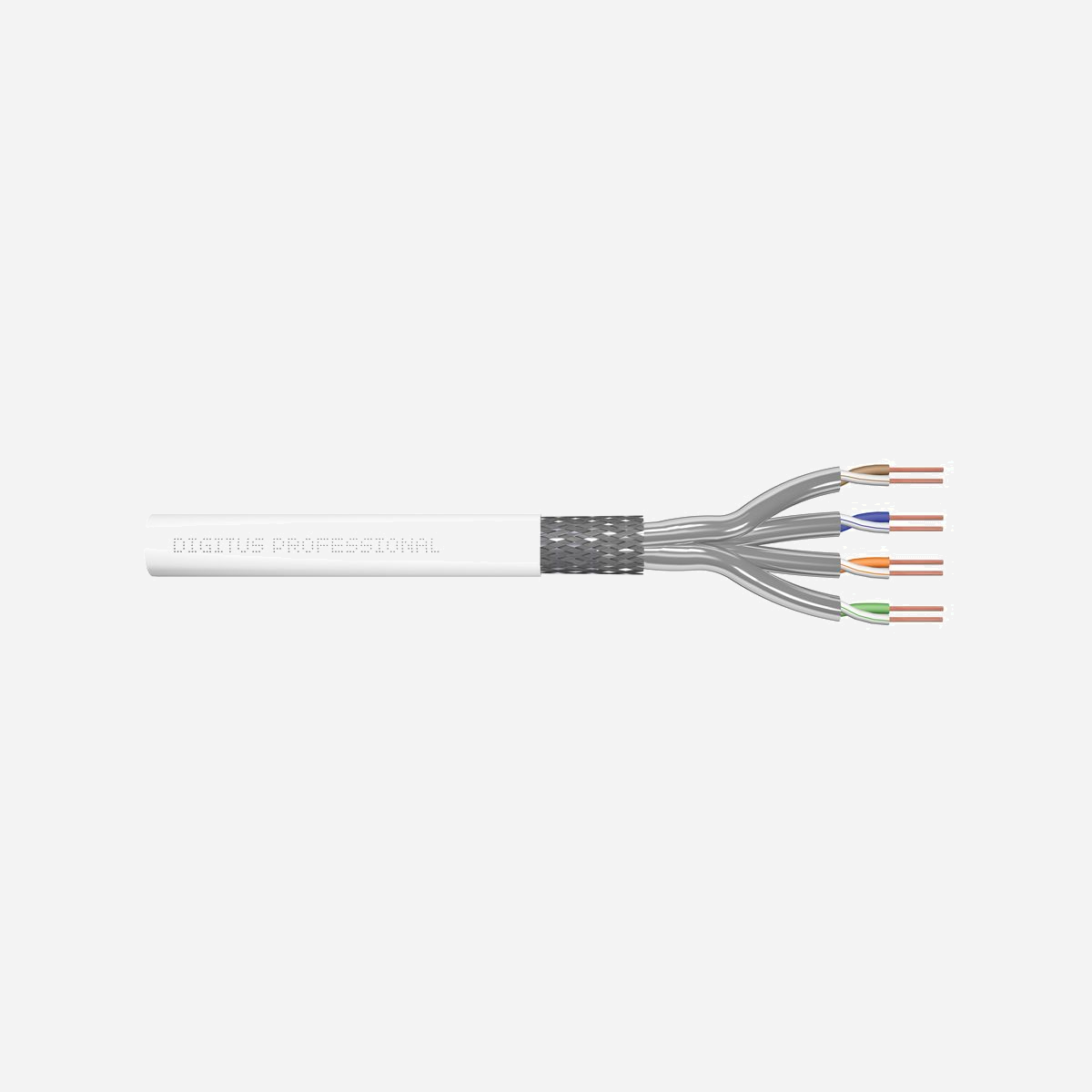 Digitus Câble Cat.7 S/FTP 305m Dca-s1a,d0,a1 LSZH 10GBase-T 600MHz AWG26/1 PoE Maxflex Blanc pour câblage structuré & Data Centers - Un débit et une qualité de connexion excellents pour votre réseau.<br><br>- Ethernet 10GBit<br>- 1200 MHz Fréquence de transmission<br>- Support PoE Power over Ethernet<br>- BauPVO classe Dca-s1a,d0,a1<br>- Maxflex - flexibilité maximale pour votre câblage réseau<br><br>Le câble de pose Digitus® Cat.7 S/FTP est conçu pour une utilisation dans les centres de données structurés & le câblage de bâtiments conformément aux normes ISO/IEC 11801, DIN EN 50173, IEC 61156-7, EN 50288-9-1. Excellent pour la transmission de données analogiques et numériques, audio, vidéo, transmission de signaux, 10 Gbit Ethernet, POE et POE+. La structure du blindage est composée de paires blindées individuellement avec une tresse en cuivre étamé, ce qui garantit un excellent blindage et des valeurs électriques.