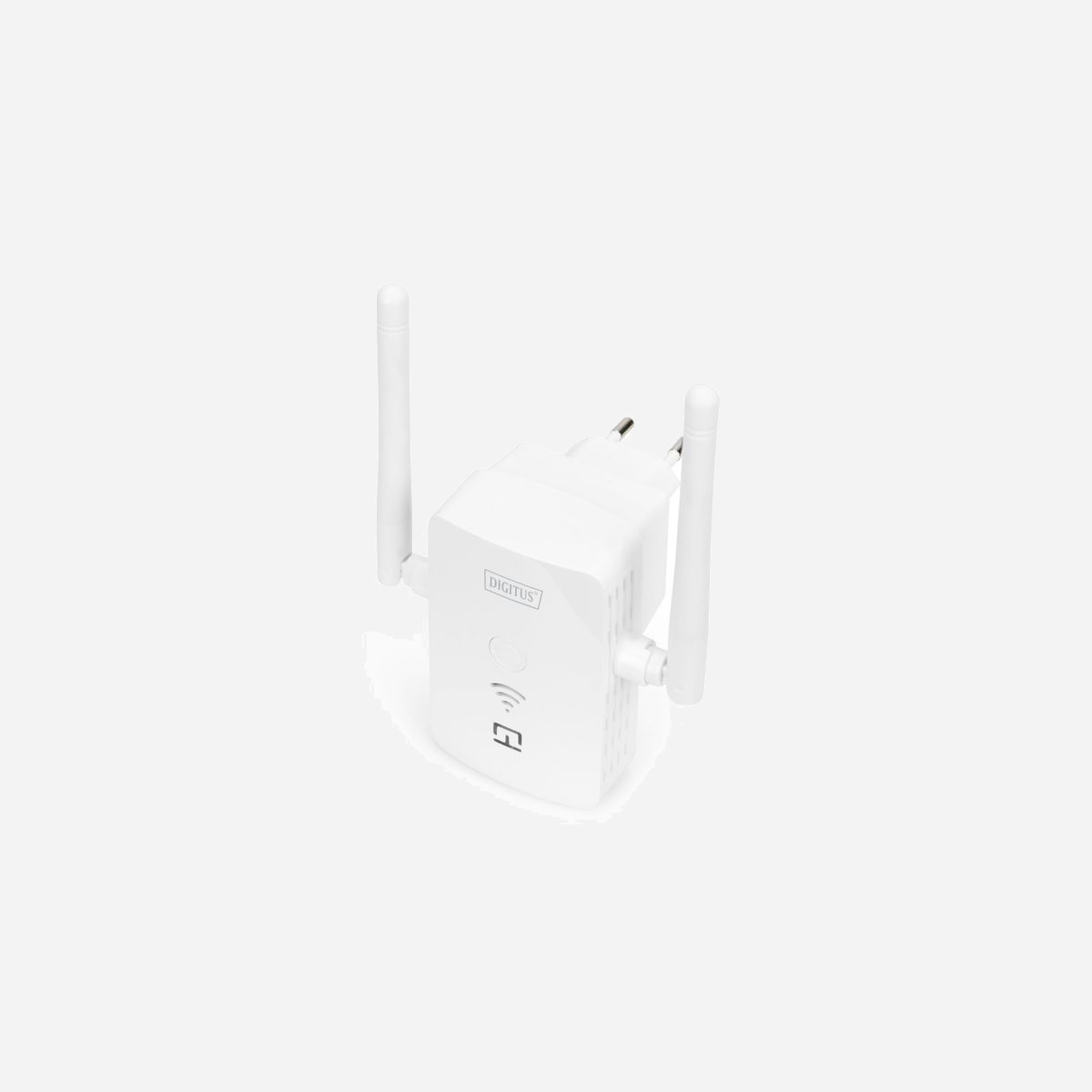 Digitus DN-7072 Répéteur WiFi 300 Mbit/s 2.4 GHz, 2 Antennes Externes, Port USB, WPS, compatible IEEE 802.11b/g/n - Étendez votre réseau WLAN facilement en appuyant sur un bouton (WPS) – avec fonction de charge USB<br><br>- Développez votre réseau domestique WLAN comme vous le souhaitez<br>- 2 antennes WLAN externes omnidirectionnelles assurent une réception haut de gamme à tous vos appareils WLAN<br>- Connexion avec votre routeur en appuyant sur le bouton WPS<br>- Configuration facile via l'interface web avec PC et smartphone<br>- Des voyants LED indiquent à tout moment la puissance de réception<br>- Port USB pour le chargement des appareils mobiles<br>- Connecteur réseau RJ45 pour le raccordement direct de périphériques réseau<br>- Aucune installation n'est nécessaire – il suffit de brancher le répéteur sur une prise de courant existante et de le connecter via WPS<br>- Compatible avec tous les routeurs courants (IEEE 802.11 b/g/n)<br><br>Avec ce répéteur WLAN de DIGITUS®, vous pouvez facilement étendre la portée de votre réseau sans fil. En appuyant simplement sur le bouton WPS, vous pouvez facilement connecter le répéteur à votre routeur existant. D'autres options de configuration sont fournies par l'interface Web, qui vous permet de configurer facilement chaque fonction de l'appareil. L'interface web est également accessible de manière pratique via votre smartphone, ce qui vous permet d'effectuer des réglages à tout moment. 2 antennes omnidirectionnelles sur le répéteur assurent une réception sans perte et des taux de transfert allant jusqu'à 300 Mbit/s. De plus, ce répéteur dispose d'un port USB pour charger les appareils mobiles.