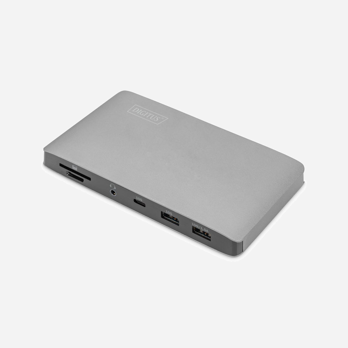 Digitus DA-70895 Station d'accueil Thunderbolt 3 - Double DisplayPort 8K, USB-C 10Gbps, USB 3.0, Lecteurs SD/MicroSD, PD 60W, RJ45, Audio - La station d'accueil Thunderbolt 3 offre 11 connexions supplémentaires, notamment pour la vidéo, les données, l'alimentation, Ethernet et l'audio.<br><br>- 11 interfaces supplémentaires sur votre ordinateur portable pour la vidéo, les données, l'alimentation, Ethernet et l'audio.<br>- Prise en charge de la 4K Ultra HD (4096 x 2160 / 60 Hz, couleurs 30 bits) sur deux écrans ou de la 8K / 30Hz sur un écran avec le Thunderbolt 3<br>- Prise en charge de la 4K / 30Hz sur les doubles écrans pour les appareils équipés de DisplayPort 1.4 (HBR3) et de la 1080p / 60Hz sur les doubles écrans pour les appareils équipés de DisplayPort 1.2 (HBR2) via les appareils USB-C<br>- Double affichage sous Windows – affichage miroir & étendu de l'écran<br>- Affichage unique sous Mac OS – affichage miroir de l'écran<br>- 3 x ports USB 3.0 – 2 x avec jusqu'à 10 Gbit/s de transfert de données SuperSpeed, dont un port avec fonctionnalité BC 1.2 pour charger des appareils mobiles (1,5 A max.), 1 x avec jusqu'à 5 Gbit/s de transfert de données SuperSpeed<br>- 1x port Thunderbolt avec Power Delivery (PD), transfert de données jusqu'à 40 Gbit/s<br>- Prise en charge de Power Delivery 3.0 (60 W max.) pour charger rapidement votre ordinateur portable<br>- 1 x prise LAN Gigabit 10/100/1000 Mbit/s RJ45<br>- 1 x fente pour carte SD & 1 x fente pour carte MicroSD : Prise en charge de SD 3.0 (UHS-I), SD 4.0 (UHS-II)<br><br>La station d'accueil Thunderbolt™ 3 de DIGITUS® ajoute 11 ports supplémentaires à votre ordinateur portable à partir d'un seul port USB-C™. Il dispose entre autres de 2 ports vidéo DisplayPort pour le raccordement d'un écran, d'un projecteur et d'un téléviseur. Grâce à la prise en charge du double écran, ils peuvent être utilisés simultanément. Sous Windows, un signal vidéo peut être envoyé simultanément sur les 2 ports vidéo différents (mode SST), et 2 signaux vidéo différents peuvent également être envoyés sur les deux ports graphiques (mode MST). Sous Mac OS, seul le mode SST est pris en charge. Les autres interfaces vous offrent des connexions à tous les ports habituels qu'une station d'accueil moderne est censée offrir. Par exemple, une connexion réseau, des ports USB supplémentaires (USB-C™, USB A), une sortie audio et deux lecteurs de cartes indépendants. Grâce au port USB-C™ intégré doté de la fonction PD Charging, vous pouvez recharger votre ordinateur portable pendant que vous utilisez la station d'accueil. La station d'accueil offre également plusieurs ports USB-C et USB 3.0 pour le transfert de données, le raccordement de périphériques tels que la souris et le clavier ainsi que pour le chargement d'appareils mobiles. Profitez davantage de votre ordinateur portable et élargissez vos possibilités – il vous suffit de disposer d'un port USB-C™.