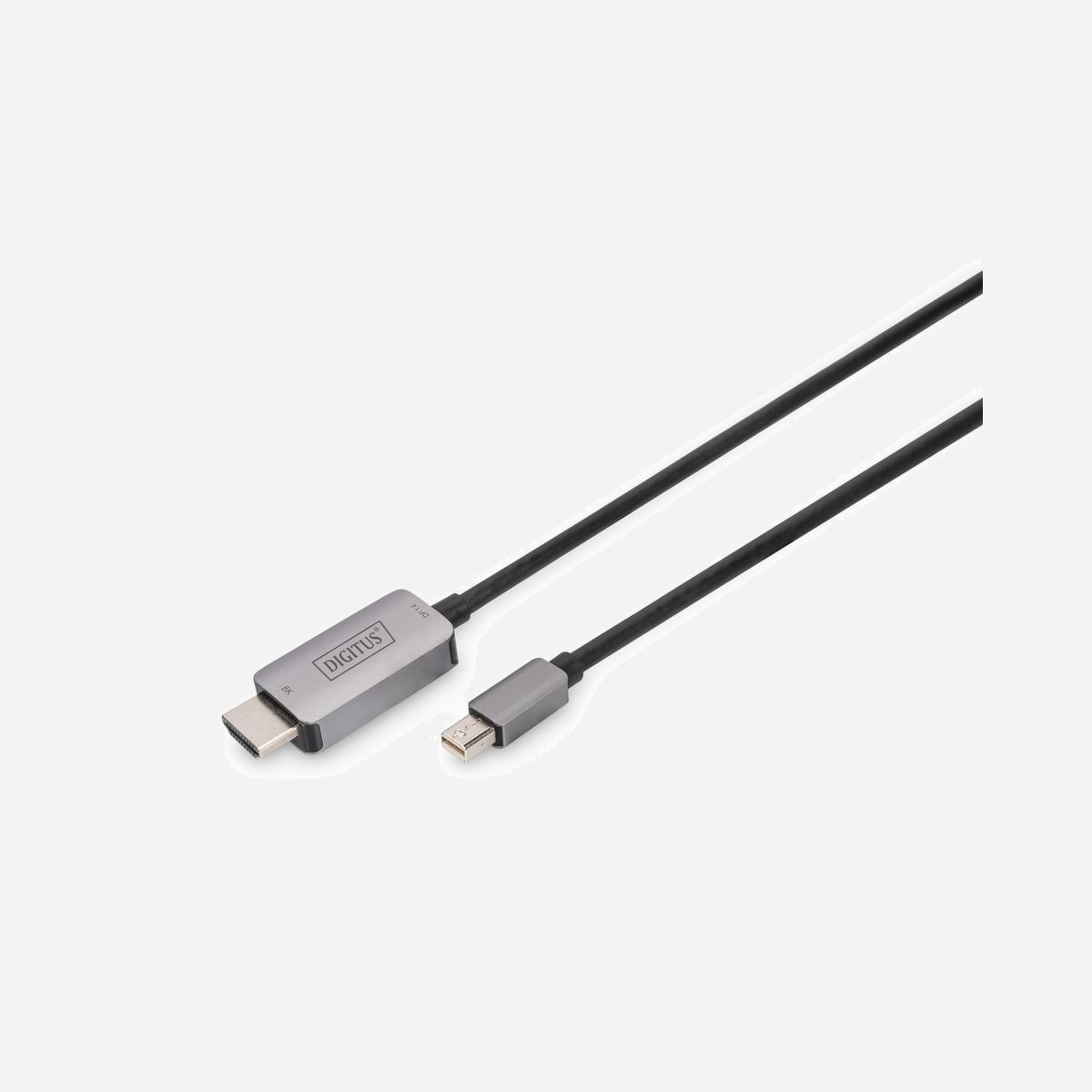 Digitus Câble Adaptateur Mini DisplayPort 1.4 vers HDMI 2.0 8K/60Hz, M/M, 1m, Contacts Or, Triple Blindage, AWG32, Boîtier Aluminium, HDCP & DPCP - Remplacez les adaptateurs par un adaptateur de câble Plug and Play qui ne nécessite pas d'alimentation externe.<br><br>- Prise en charge jusqu'à 8K / 60 Hz<br>- Prise en charge de la 3D avec une résolution de 1080p<br>- Prise en charge du HDCP et DPCP<br>- Réduisez l'encombrement causé par les multiples adaptateurs ou câbles grâce à ce câble adaptateur tout-en-un qui se connecte directement à l'écran.<br>- Obtenez une qualité d'image incroyable grâce à la prise en charge de la résolution 8K à 60 Hz<br>- Avec sa gaine en aluminium, ce câble offre une qualité et une protection optimales.<br>- Connectez votre ordinateur portable doté d'un Mini DisplayPort/Thunderbolt 1 ou 2 à votre écran doté d'une interface HDMI type A. Vous pouvez par exemple raccorder votre McBook à un téléviseur HD.<br><br>Ce câble audio/vidéo numérique HD haute performance sert à connecter des PC ou des ordinateurs portables dotés d'une interface Mini DisplayPort à des écrans dotés d'une interface HDMI.