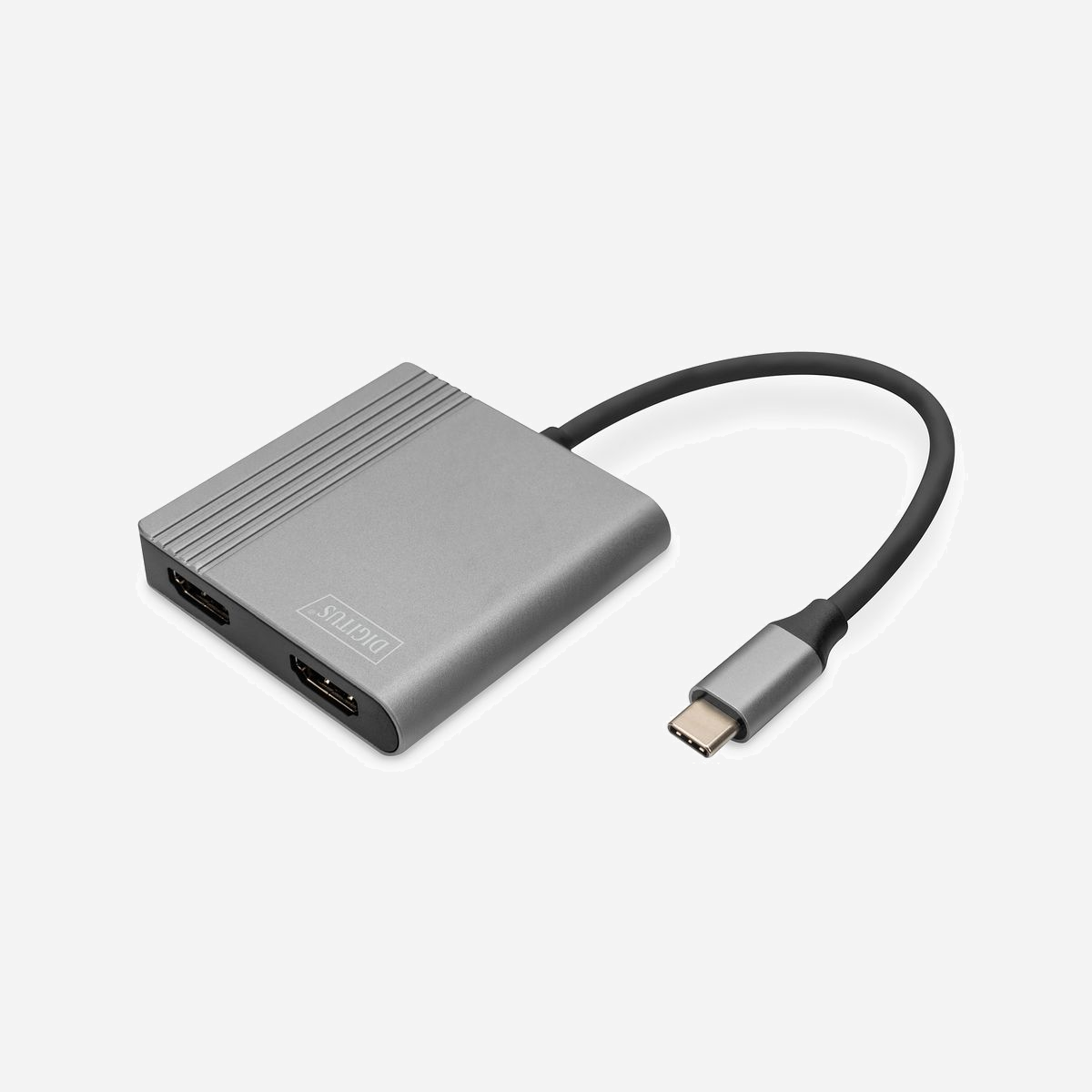 Digitus Adaptateur USB-C vers Dual HDMI 4K/60Hz (Single Screen) & 4K/30Hz (Dual Screen) HDR10, HDCP 1.4, compatible Windows, macOS, Linux, Android - Transmet les signaux vidéo et audio d'un port USB-C vers 1 ou 2 interfaces HDMI dans des résolutions allant jusqu'à 4K Ultra HD.<br><br>- Adaptateur graphique USB-C™ universel avec 2 sorties HDMI<br>- Résolution sur un écran : HDMI 4K / 60 Hz<br>- Résolution sur 2 écrans : HDMI 4K / 30 Hz<br>- Prise en charge des modes SST et MST (Single Stream Transport Mode / Multi Stream Transport Mode)<br>- Avec transmission audio intégrée pour une expérience d'écoute Dolby Surround<br>- Alimentation électrique via le port USB-C<br>- Plug & Play – ne nécessite aucune installation supplémentaire de pilotes<br><br>Avec le câble adaptateur USB-C vers 2x HDMI de DIGITUS, vous pouvez connecter jusqu'à 2 écrans, projecteurs ou téléviseurs avec une connexion HDMI sur le port USB-C de votre ordinateur portable ou tablette et transférer l'audio vers votre système audio. Aucun adaptateur supplémentaire n'est nécessaire. Le câble prend en charge des résolutions allant jusqu'à 4K/60 Hz, selon la source de l'appareil. Grâce à la fonction Plug and Play, vous n'avez pas besoin d'installer de pilotes ou de procéder à des réglages. Tout ce que vous avez à faire est de brancher et c'est parti. Faites des économies sur les adaptateurs ou convertisseurs supplémentaires en optant pour le DIGITUS® Câble adaptateur USB-C™ vers 2x HDMI.