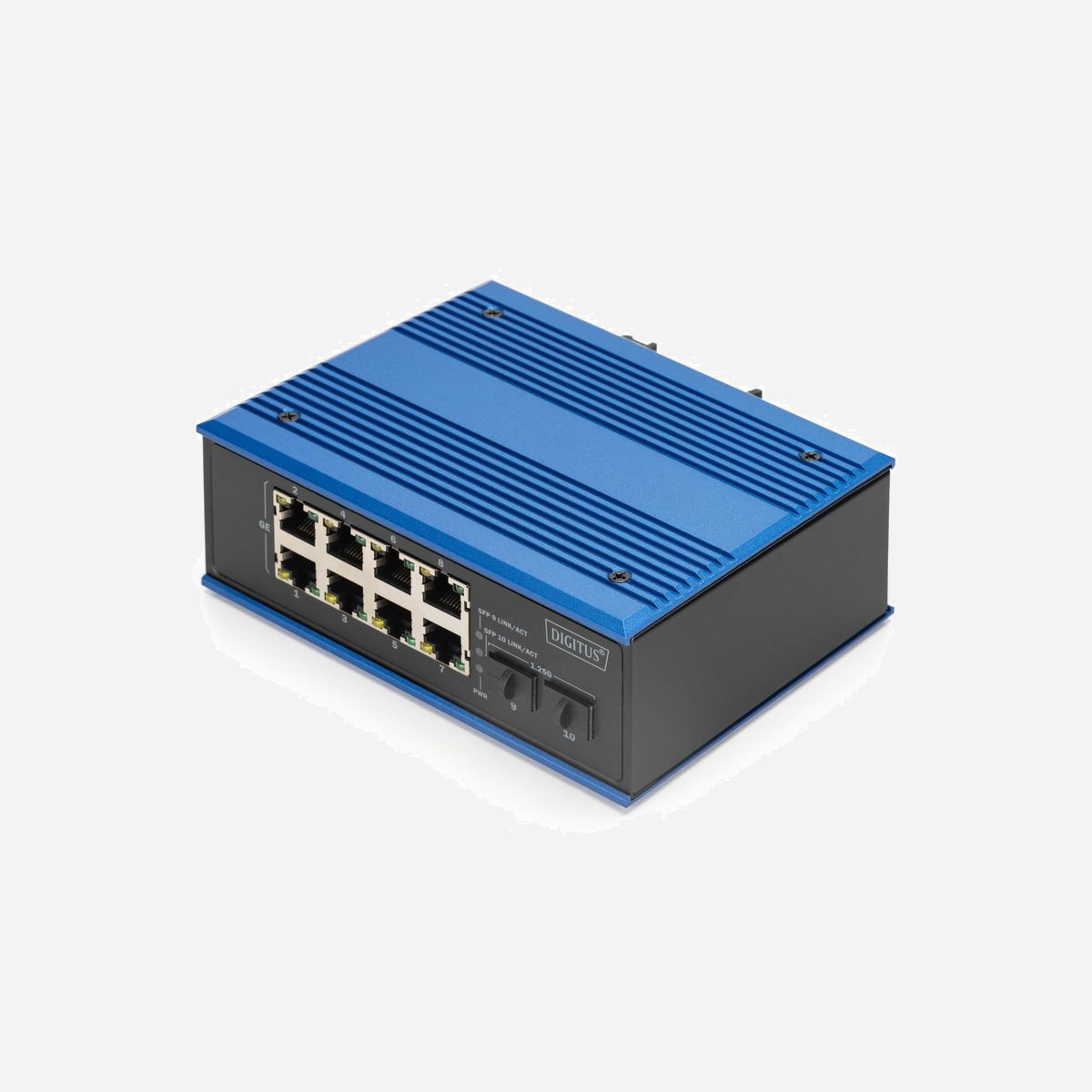 Digitus Commutateur Industriel DN-651150 : 8GE RJ45 + 2 SFP GE, IP40, Alimentation Redondante 12-48VDC, -40°C à 80°C, Montage Rail DIN - 8x 10/100/1000 BASE-TX RJ45 + 2x ports 1000Base-Fx. Le boîtier IP40 avec alimentation redondante est idéal pour la surveillance, la gestion du contrôle et les services sans fil de -40℃ à 80℃.<br><br>- Nombre de ports réseau : 8 ports GE, 2 ports SFP GE<br>- Vitesse de transmission des ports réseau RJ45 : 8 x 10/100/1000 Mbit (RJ45)<br>- Vitesse de transmission des ports de liaison montante : 2x 1000Base FX<br>- Alimentation redondante 12-48 V (DC)<br>- Boîtier métallique conforme à la norme IP40<br>- Montage simple sur un profilé chapeau<br>- température de fonctionnement de - 40° à 80° C<br>- Installation simple Plug & Play<br>- Protection ESD & EFT jusqu'à 6 kV (DC)<br>- Optimal pour la connexion de systèmes de caméras<br><br>Le DN-651150 est un switch Gigabit Ethernet industriel robuste à 8+2 ports pour les environnements difficiles. Avec des performances à vitesse filaire sans blocage, il offre<br>8x 10/100/1000 BASE-TX RJ45 + 2x 1000Base-Fx ports. Le boîtier IP40 avec alimentation redondante est idéal pour la surveillance, la gestion du contrôle et les services sans fil de -40℃ à 80℃.