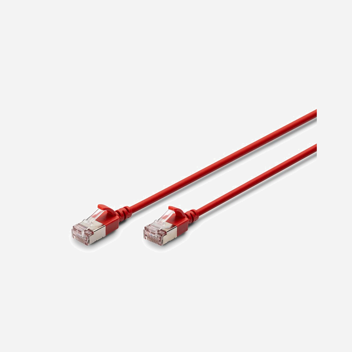 Digitus CAT 6A F-FTP Slim Patch Cable 3m Rouge, AWG 32/7, 10Gbit/s, 500MHz, PoE+, LSZH, Diamètre 3.8mm, Connecteurs RJ-45 Mâle, Cuivre - Des normes orientées vers l'avenir et une qualité haut de gamme pour votre réseau.<br><br>- Avantage : design fin et flexible, le câble peut être posé sans effort dans les espaces restreints<br>- Caractéristiques : Vitesse de transmission de 10 Gbit/s et fréquence de 500 MHz<br>- Domaine d'application : idéal pour les centres de données, les solutions haute densité et les bureaux à domicile<br>- PoE+ prêt<br><br>Les câbles patch DIGITUS® Slim se distinguent par leur faible diamètre extérieur et leur gaine flexible. Le design mince permet une utilisation polyvalente dans votre réseau. De plus, les câbles patch DIGITUS® Slim sont fabriqués selon les normes ISO/IEC 11801 et DIN EN 50173 CAT 6A. Ils garantissent que l'installation du câble est conforme à la spécification des canaux ISO & EN et offrent une excellente performance dans le câblage DIGITUS® CAT 6A. Les performances ont été testées jusqu'à 500 MHz, y compris les caractéristiques de performance telles que la paradiaphonie ("NEXT"). Les câbles patch DIGITUS® ont été spécialement conçus pour répondre à toutes les exigences dans différents domaines d'application. Chaque câble est équipé d'un manchon anti-pliage moulé avec décharge de traction. De plus, le manchon dispose d'une protection du levier de verrouillage qui empêche les câbles de se plier et le levier de verrouillage de se détacher du connecteur.