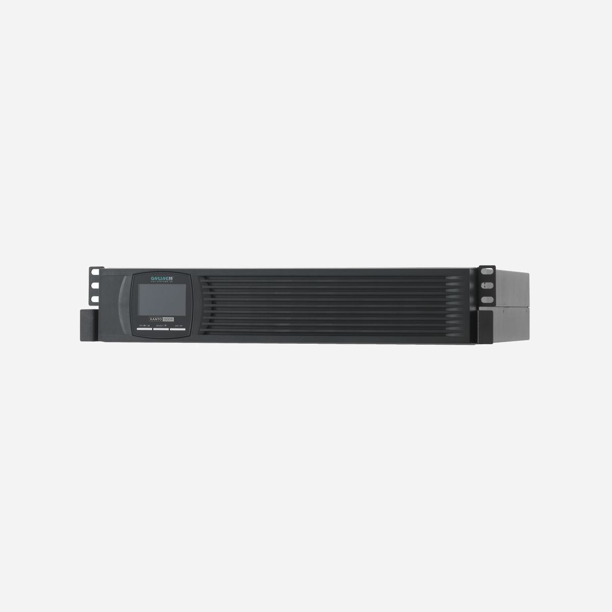 ONLINE USV-Systeme XANTO 1500R UPS 1.5kVA/1500W Double Conversion Online Rack/Tour 2U, 4 prises C13, Port USB, RS-232, SNMP, 110-300V Input - ONLINE USV-Systeme XANTO 1500R. Topologie UPS: Double-conversion (en ligne), capacité de la puissance de sortie: 1,5 kVA, Puissance de sortie: 1500 W. Types de sortie AC: Coupleur C13, Prise mâle: Coupleur C14, Nombre de prises en sortie: 4 sortie(s) CA. Capacité de la batterie: 9 Ah, Tension des piles: 12 V, Temps de secours type au chargement complet: 6 min. Format: Rack/Tour, Couleur du produit: Noir, Capacité du rack: 2U. Certification: VFI-SS-111 (EN62040-3) EN62040-1 EN62040-2 CE